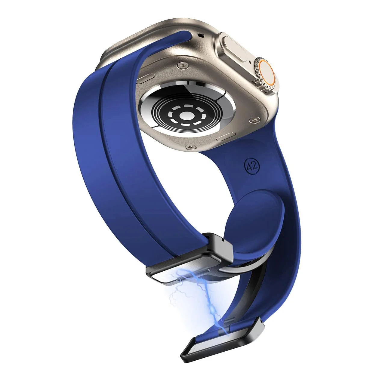 DL3 MOBILAK Magnetic Bands for Apple Watch Ultra/Ultra 2 Band 49mm 45mm 44mm 42mm 41mm 40mm 38mm,Soft Sport Silicone Strap for iwatch Series 9/8/7/6/5/4 (42mm/44mm/45mm/49mm) - Blue