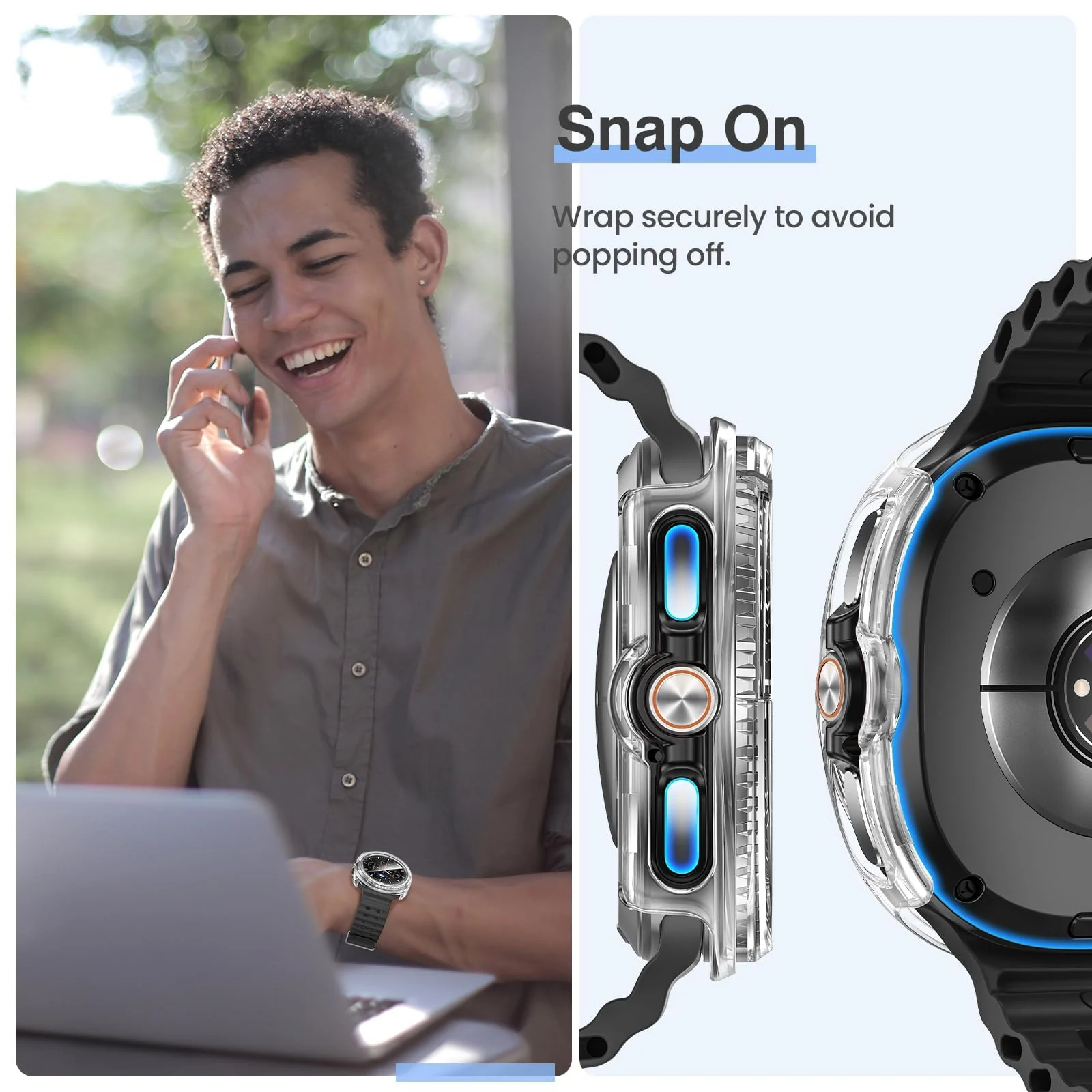 DL3 MOBILAK Full-Coverage Watch Case with Tempered Glass for Samsung Galaxy Watch 8 Classic 46 mm, Clear