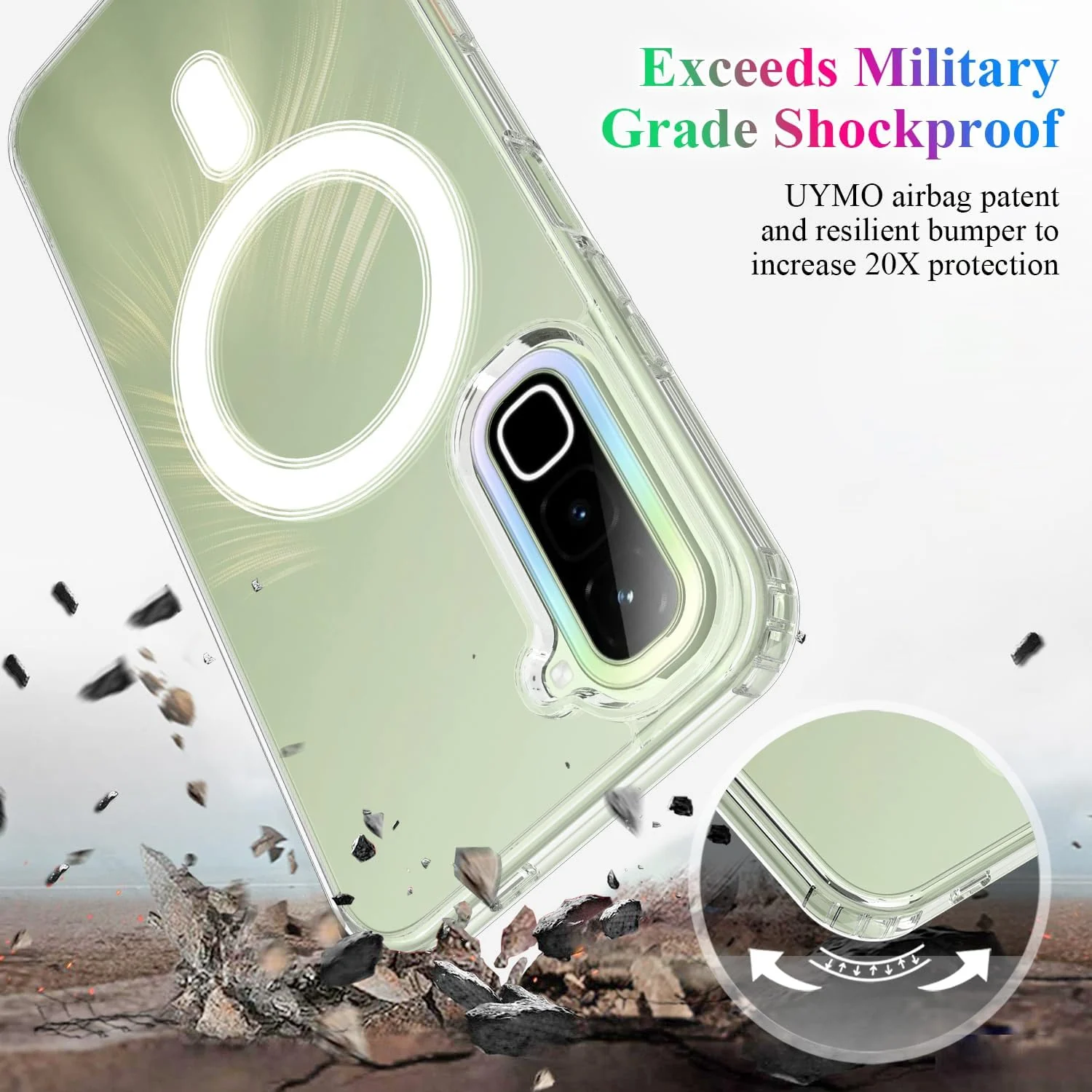 MOBIGON Slim Magnetic MagSafe-Compatible Phone Case for Infinix Hot 70, Clear