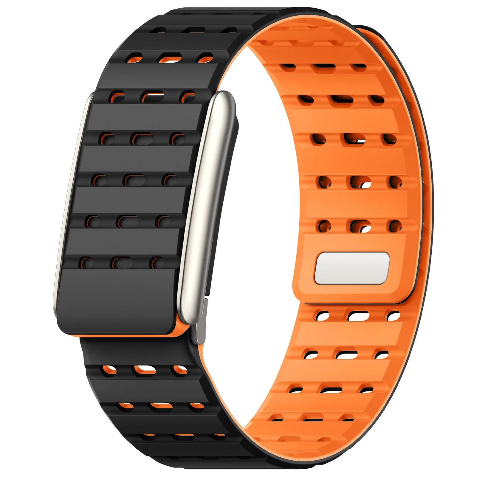 DL3 MOBILAK Adjustable Silicone Sports Watch Strap for Whoop 5.0 - Black/Orange