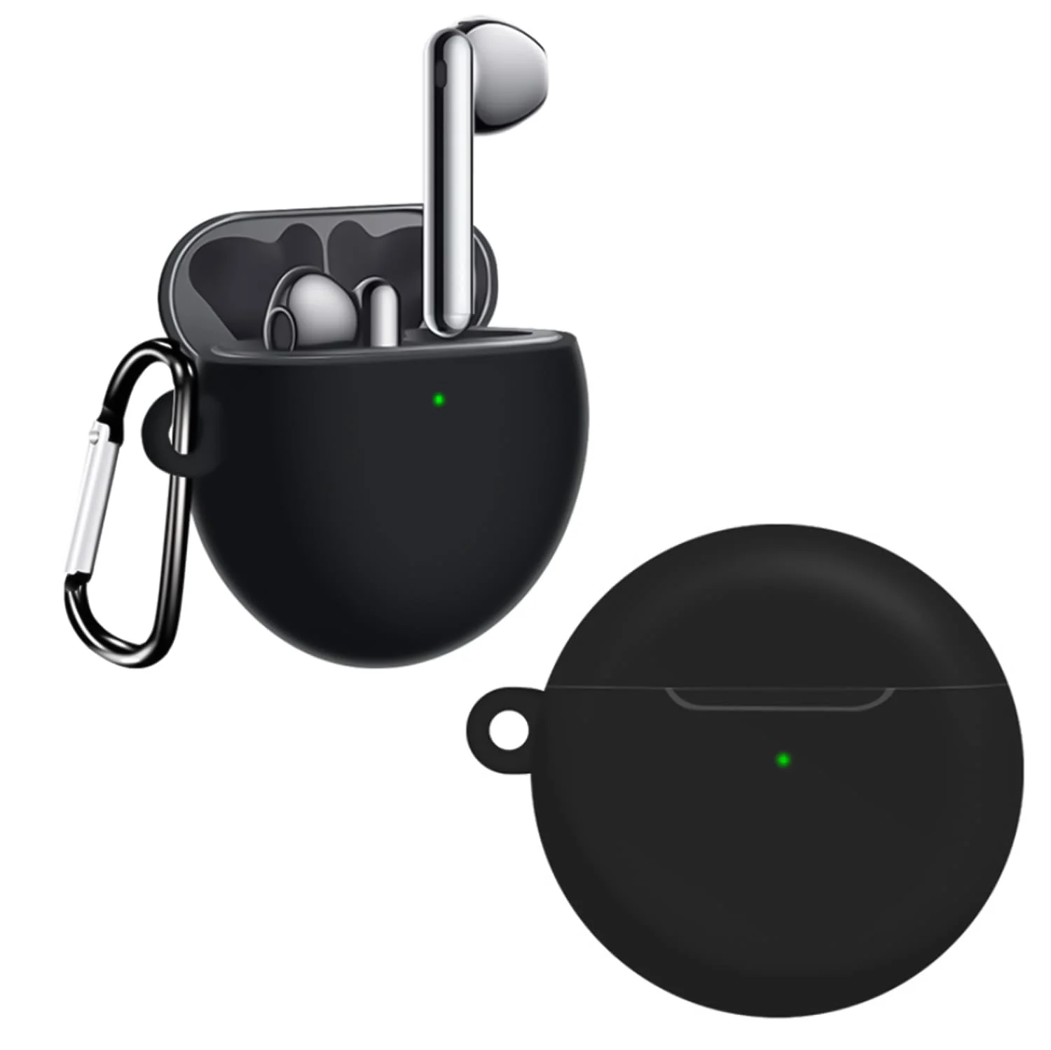 DL3 Mobilak Silicone Earbuds Case for Huawei Freebuds 4 / FreeBuds 4E, Shock-absorbing protection, Includes a carabiner - Black