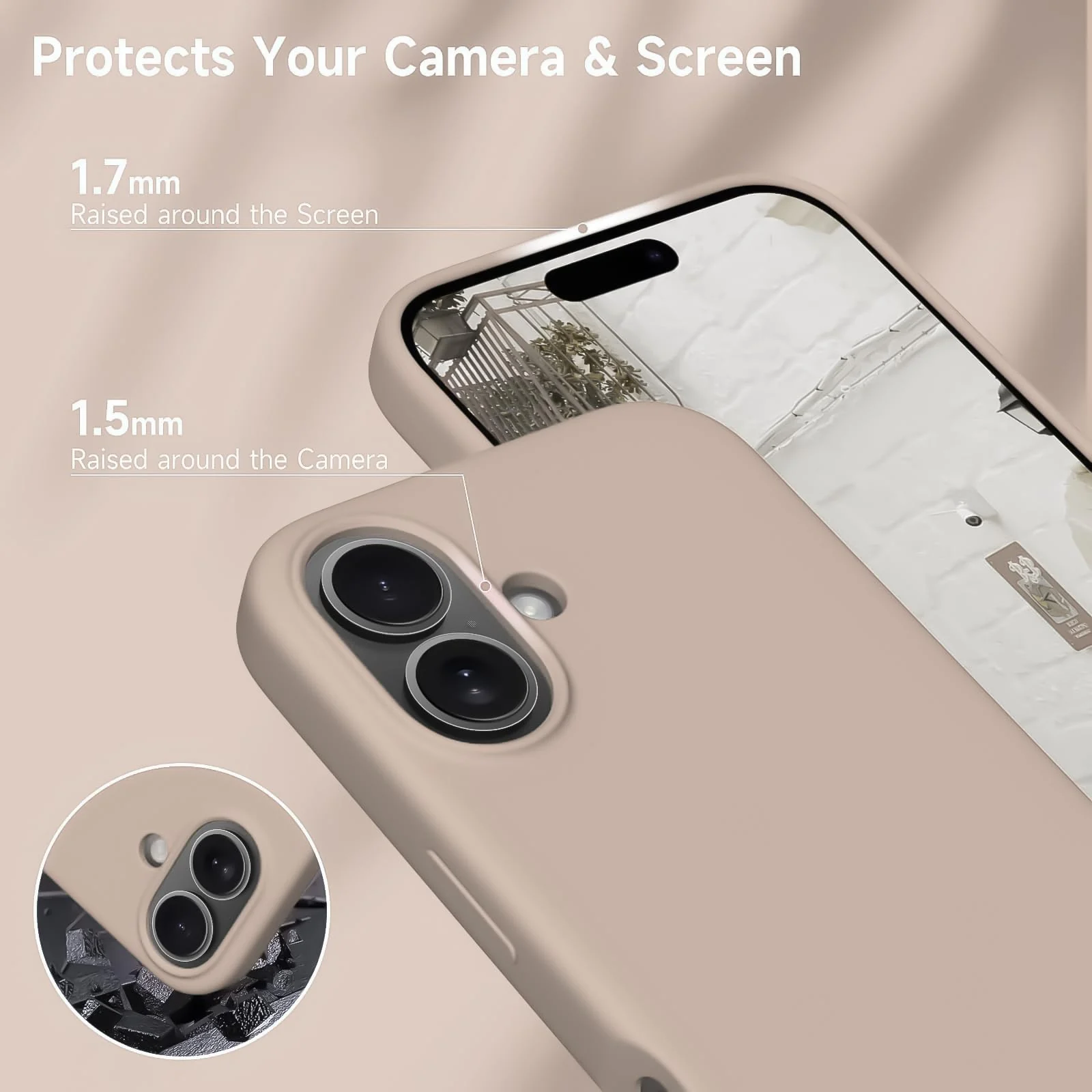 DL3 Mobilak Compatible with iPhone 17 6.3-Inch Case, Premium Liquid Silicone Case, Full Body Protective Cover, Shockproof, Slim Phone Case, Anti-Scratch Soft Microfiber Lining - Pink Sand