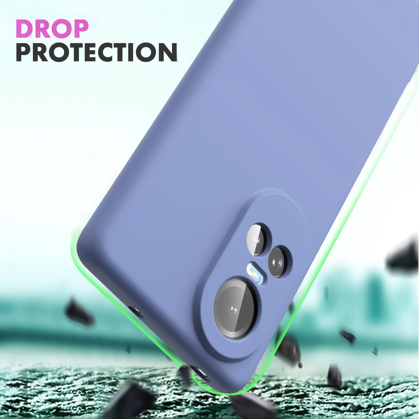 DL3 Mobilak Liquid Silicone Protective Case for OPPO Reno 10 with Microfiber Lining and Shockproof Design - Baby Blue