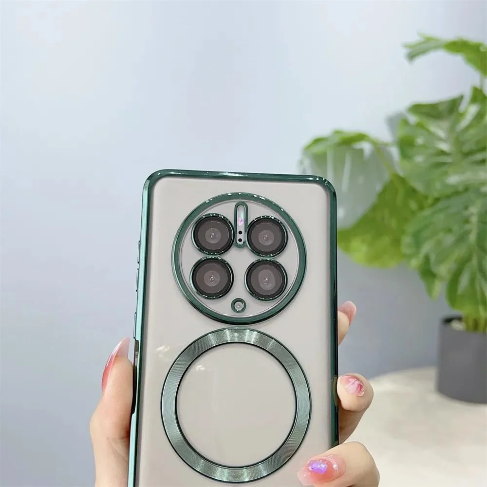 DL3 Mobilak Clear MagSafe-Compatible Magnetic Case for Huawei Mate 50 Pro with Camera Protection and Shockproof Design - Green