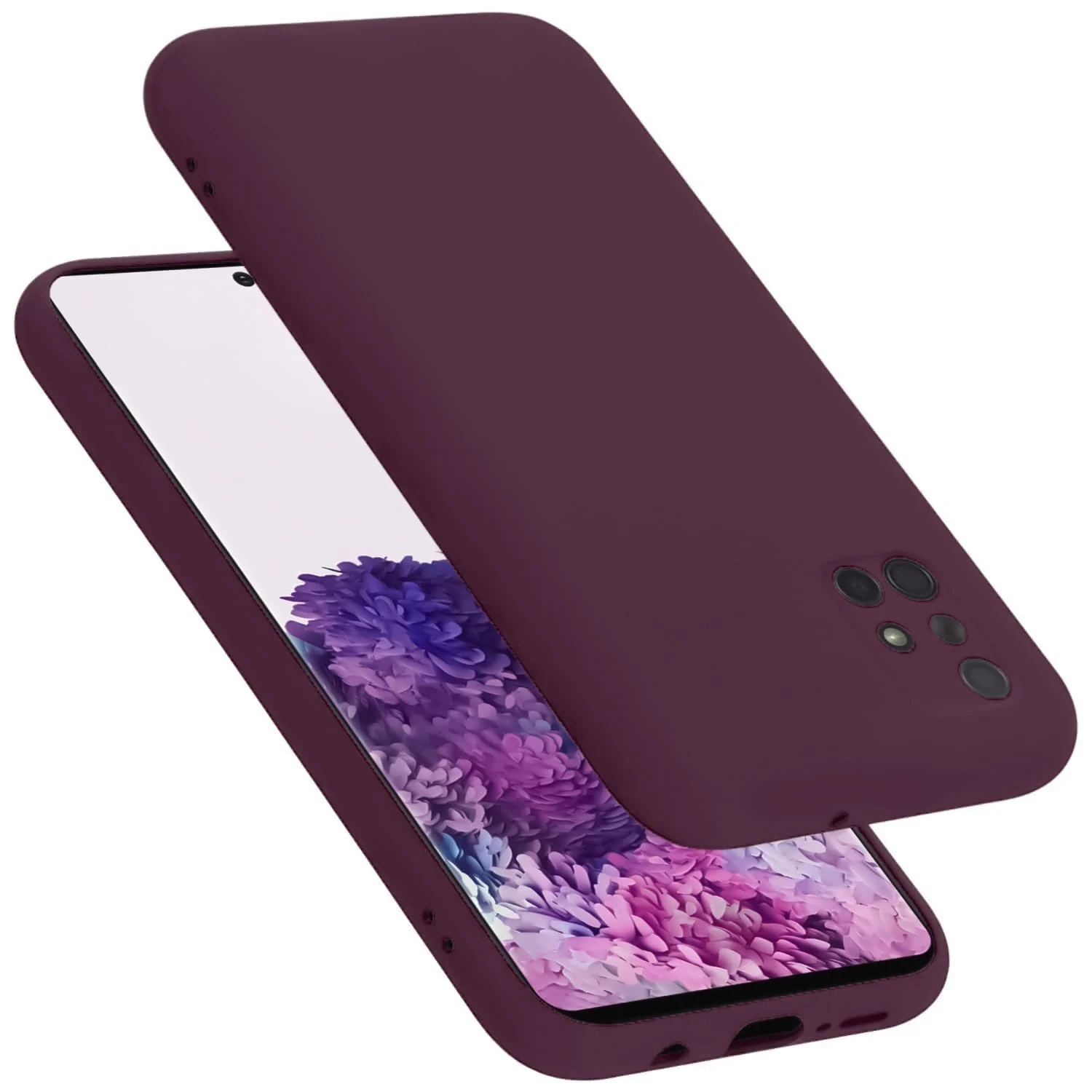 DL3 Mobilak Soft Silicone Protective Case for Samsung Galaxy A71 with Microfiber Lining and Shockproof Design - Wine Red