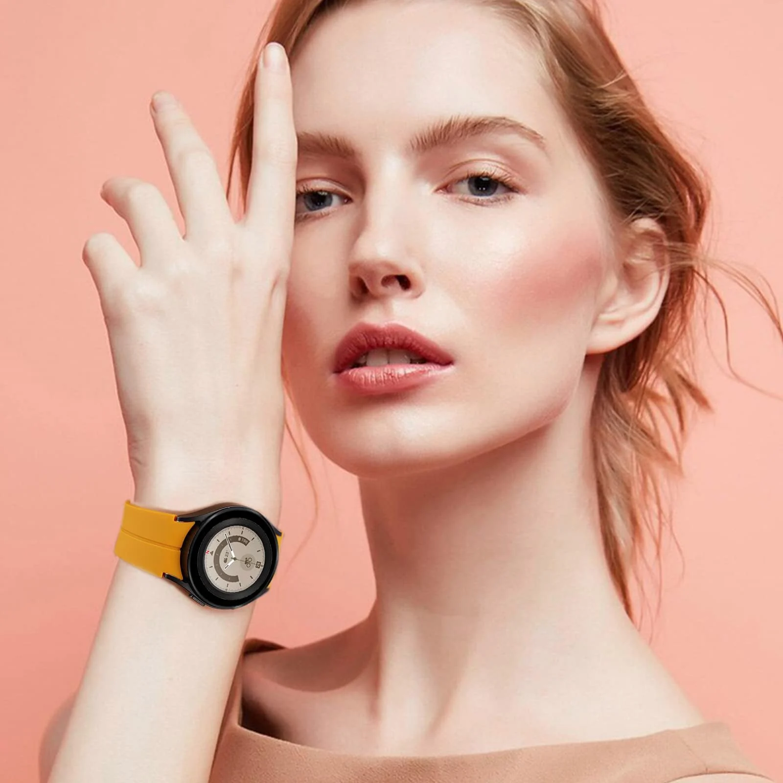 DL3 Mobilak 22MM Silicone Band Magnetic Clasp Strap For Xiaomi Redmi Watch 5 Active/5 Lite/Samsung Galaxy Watch 46mm/Watch 3 45mm/Gear S3/Huawei watch (GT6 GT5 GT4 GT3 GT2 GT 46MM)/GT6 Pro/Amazfit GTR4 - A.Orange