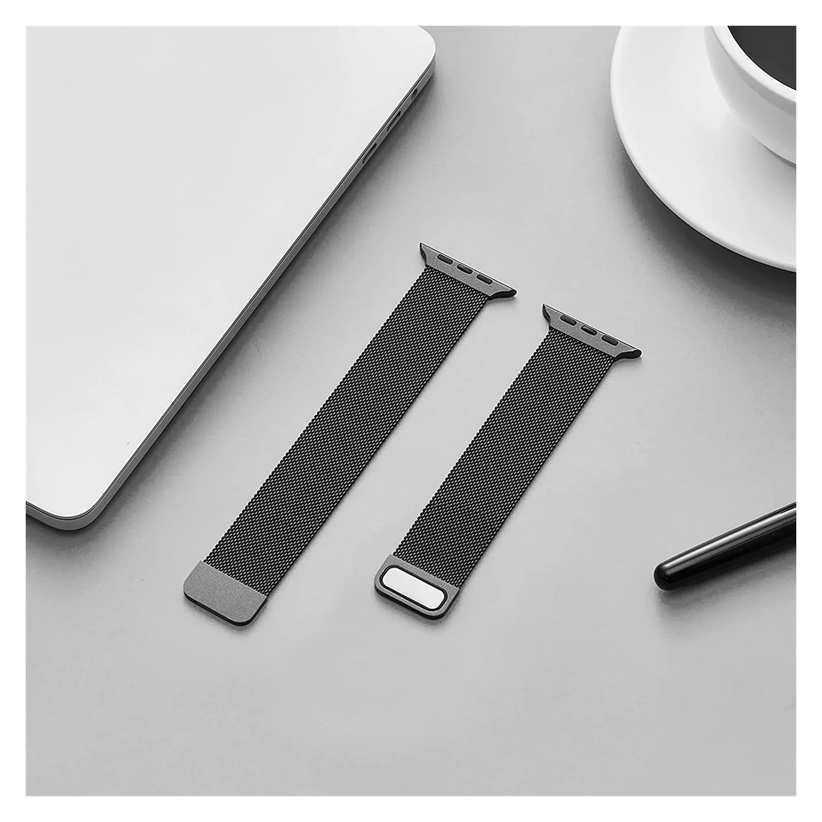 DL3 Mobilak Stainless Steel Magnetic Strap For Apple Watch Band 49mm 45mm 44mm 42mm 41mm 40mm 38mm, Milanese Loop Metal Wristband for iWatch Series 9 8 7 SE 6 5 4 (42mm/44mm/45mm/49mm, ) - Black