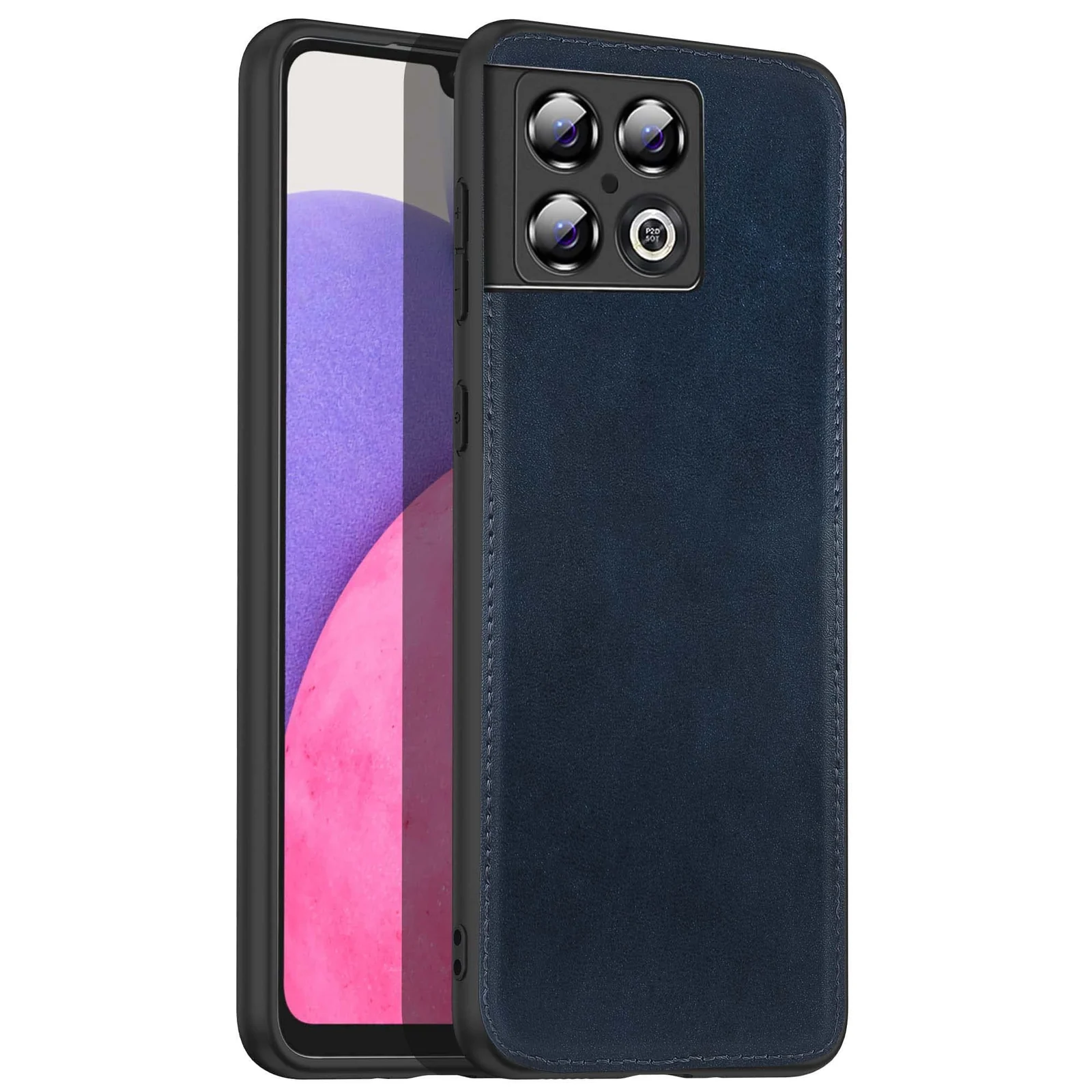 Dl3 Mobilak Case for OnePlus 10 Pro Leather Case,Anti-Drop, Anti-Shock, Non-Slip Texture,Simple Cell Phong Cover (Blue)