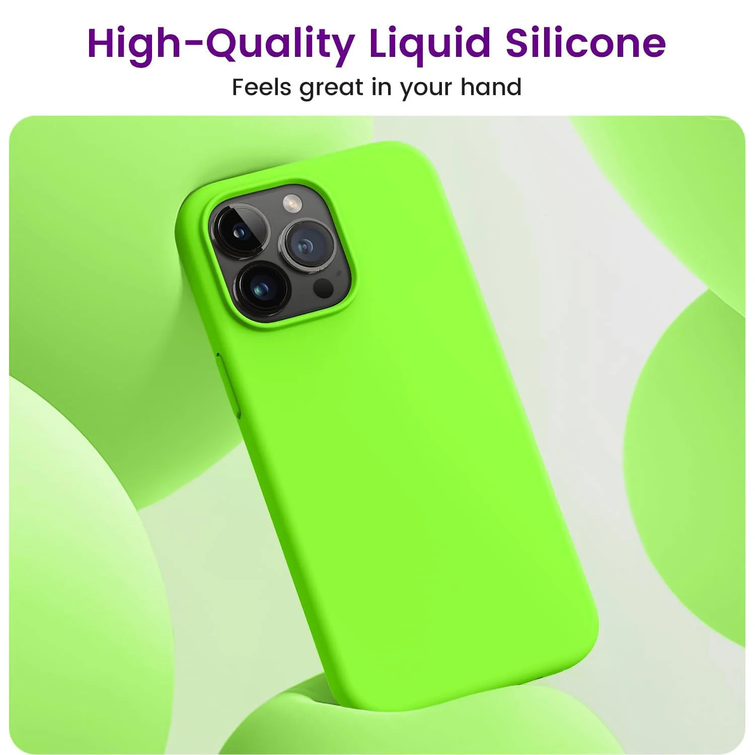 DL3 Mobilak Liquid Silicone Case for iPhone 14 Pro (6.1 Inch), Shock-absorbing protection, Scratch-resistant surface, Soft microfiber lining - Neon Green