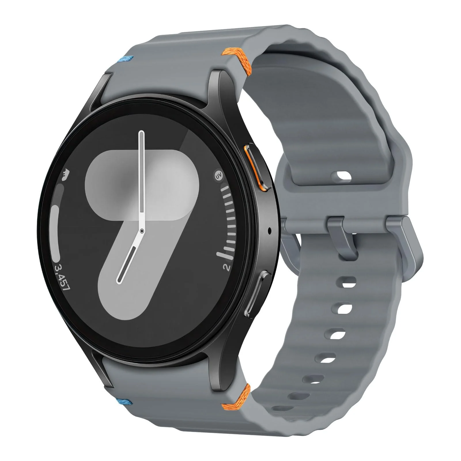 DL3 Mobilak No Gap Sport Bands For Samsung Galaxy Watch 7 6 5 4 FE Strap 40mm 44mm, Soft Silicone Sport Band for Galaxy Watch 6 Classic Straps 47mm 43mm/Galaxy Watch 5 Pro/Watch 4 Classic 42mm 46mm for Men Women - Space Gray