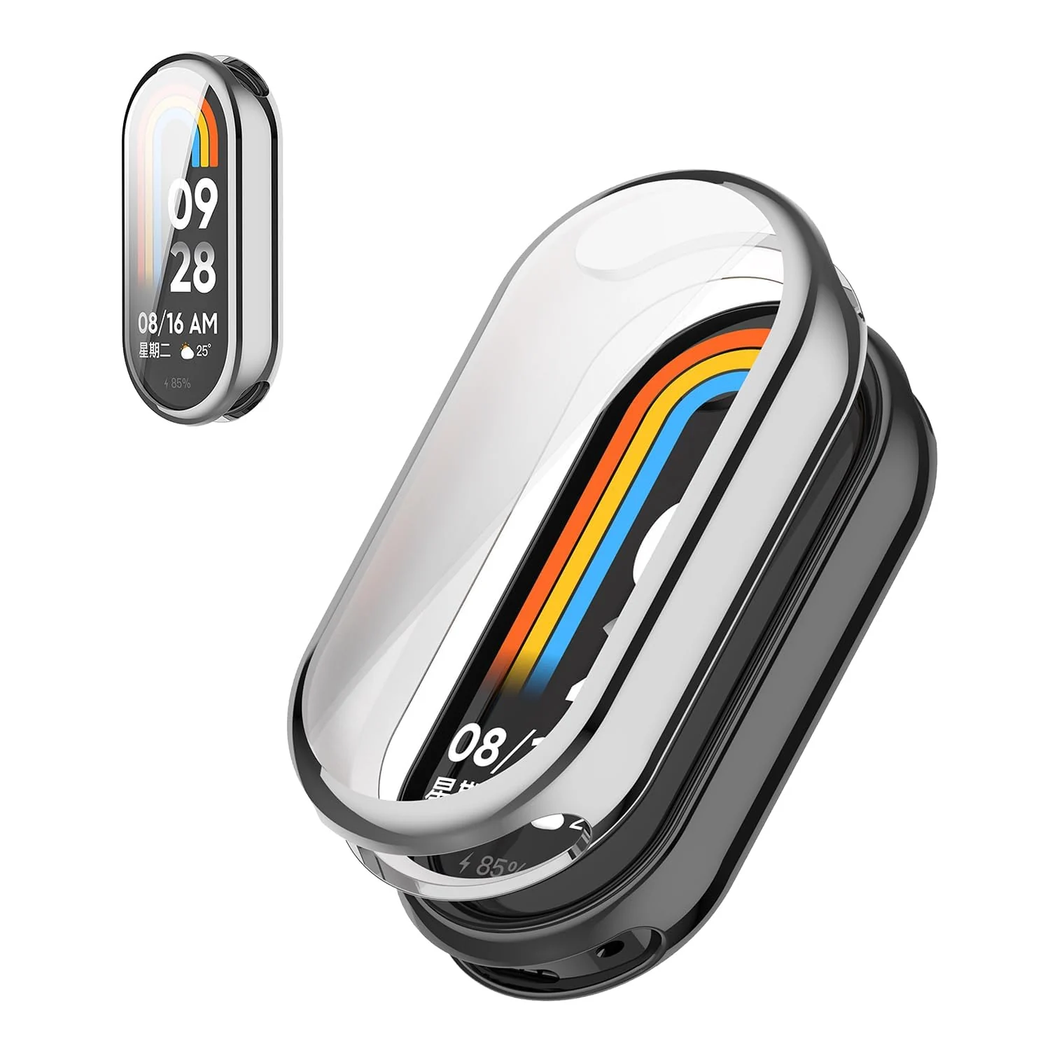 DL3 Mobilak Case Cover for Xiaomi Mi Band 10/9 / 8, Soft HD TPU Clear Film Case, Lightweight cover, Anti-Scratch and Anti-Fall for Protective Shell For Xiaomi Smart Band 10/9/8 - Silver