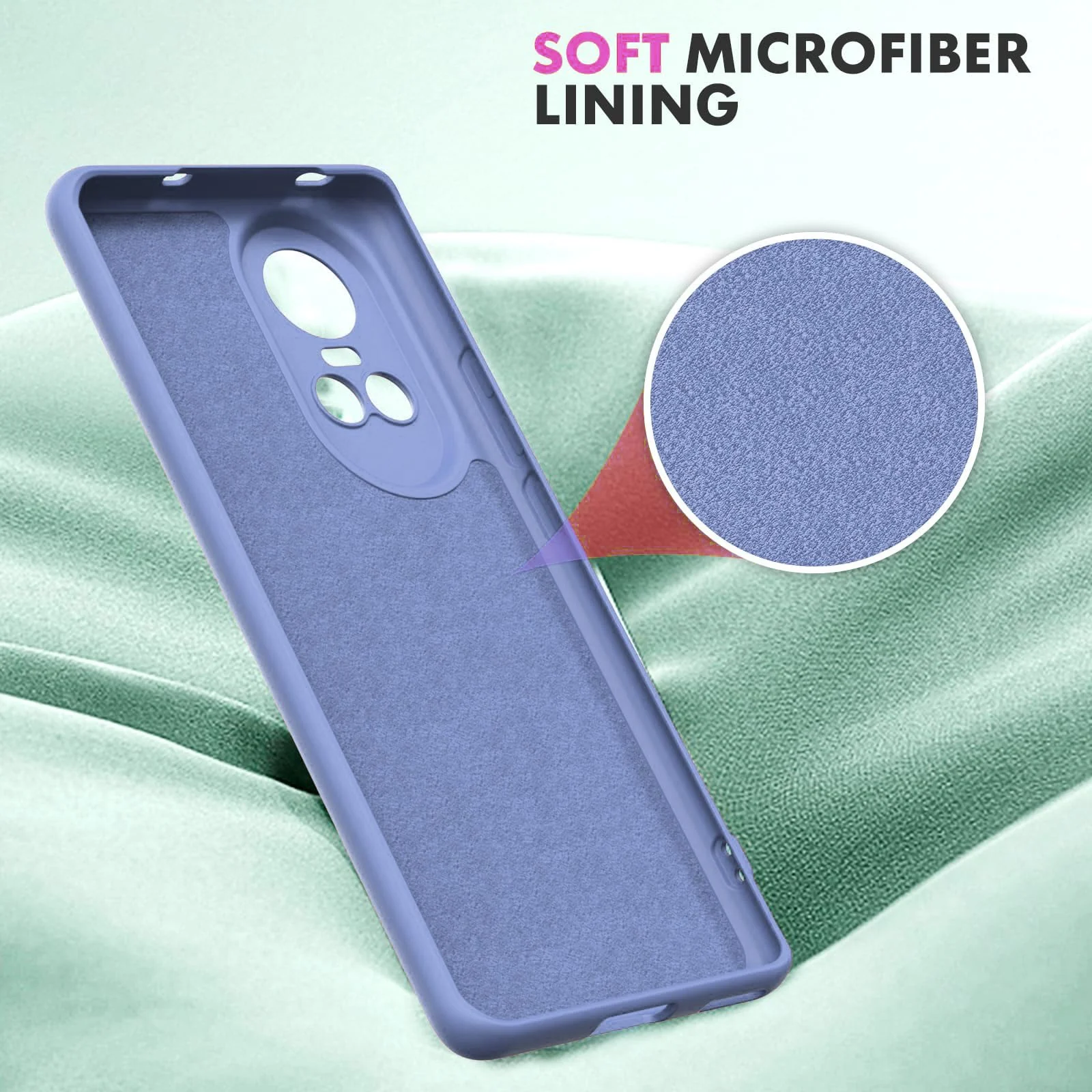 DL3 Mobilak Liquid Silicone Protective Case for OPPO Reno 10 with Microfiber Lining and Shockproof Design - Baby Blue
