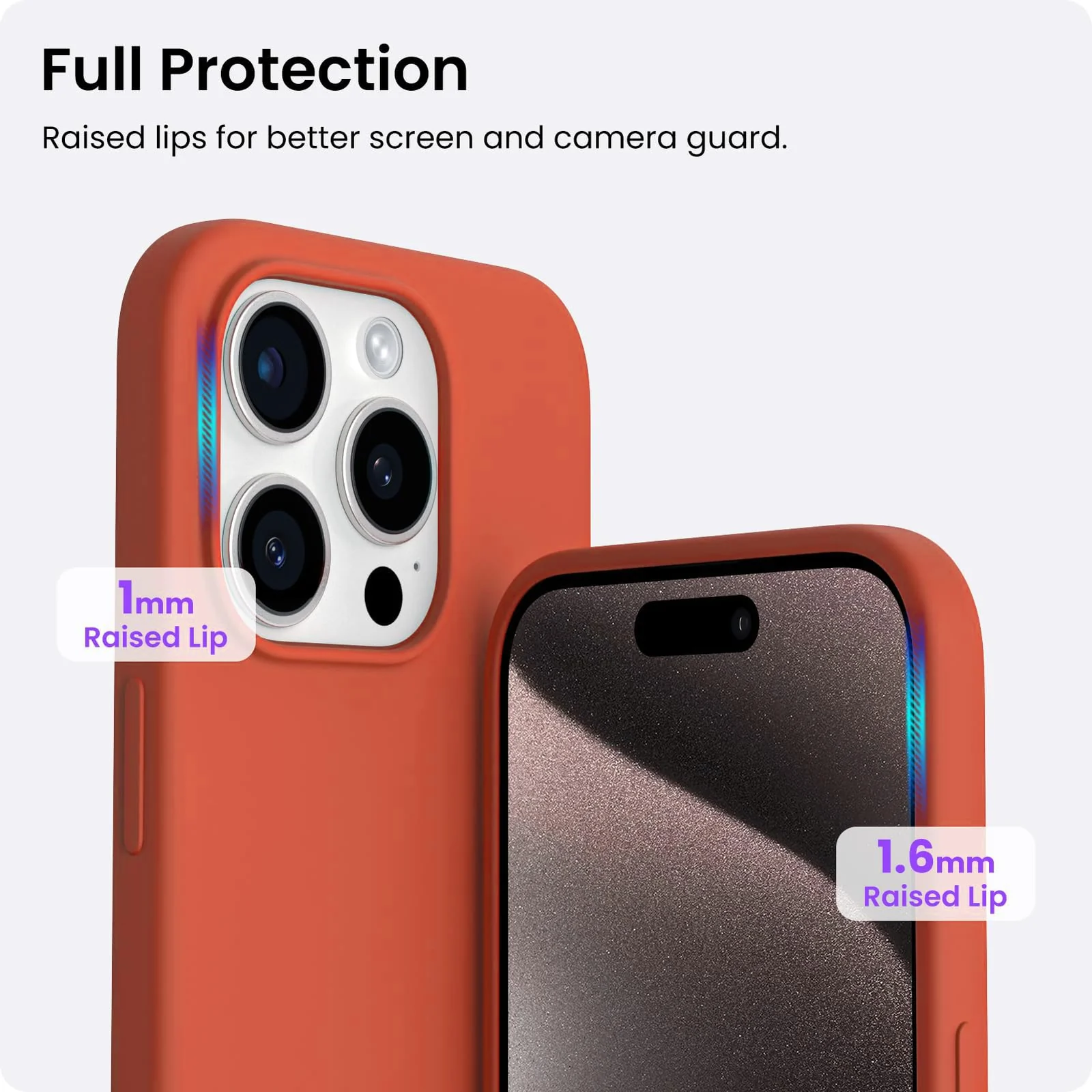DL3 Mobilak Liquid Silicone Case for iPhone 15 Pro Max, Supports wireless charging, Shock-absorbing protection, Scratch-resistant surface - Orange