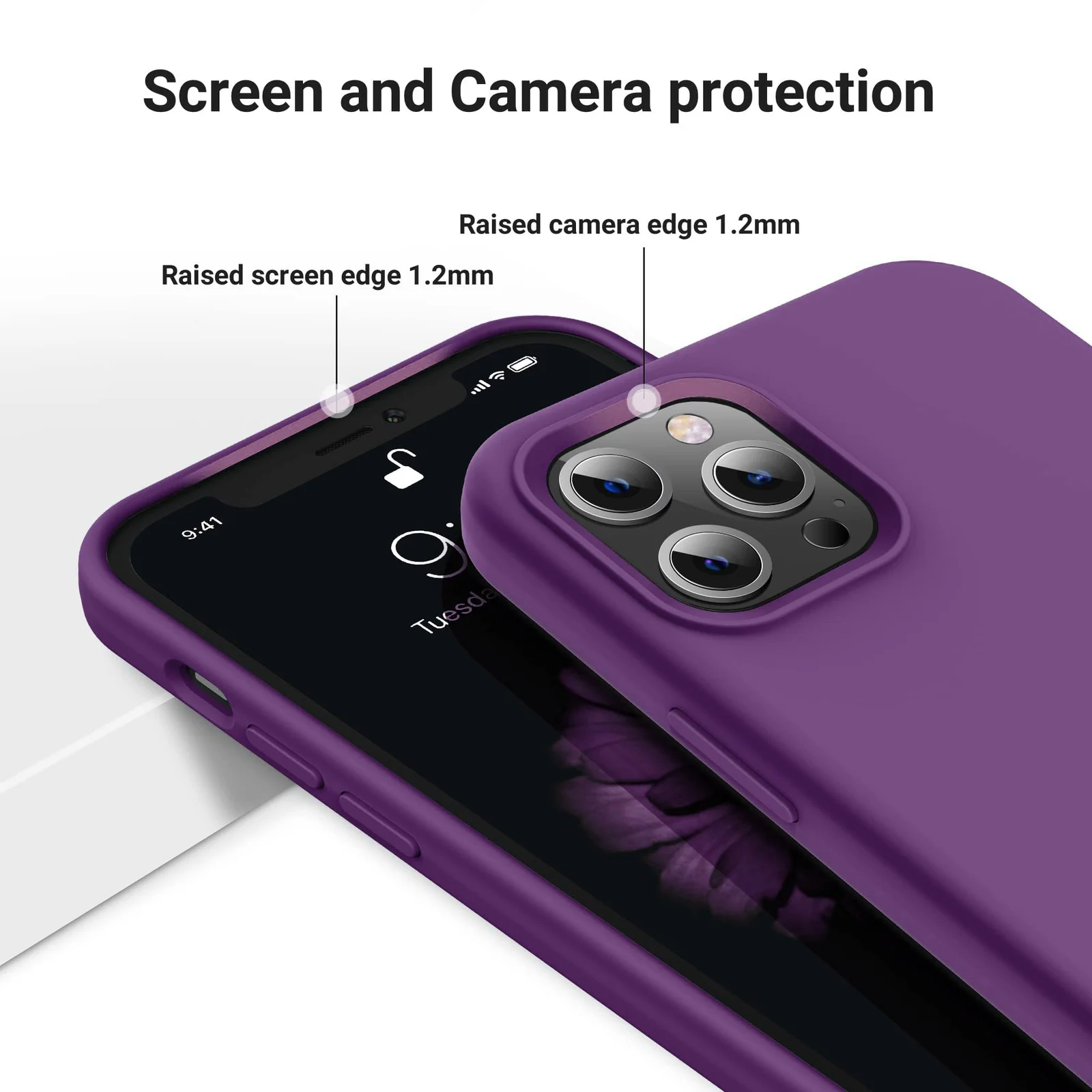 DL3 Mobilak Liquid Silicone Case for iPhone 11 Pro Max (6.5 Inch), Shock-absorbing protection, Scratch-resistant surface, Soft microfiber lining - A.Violet