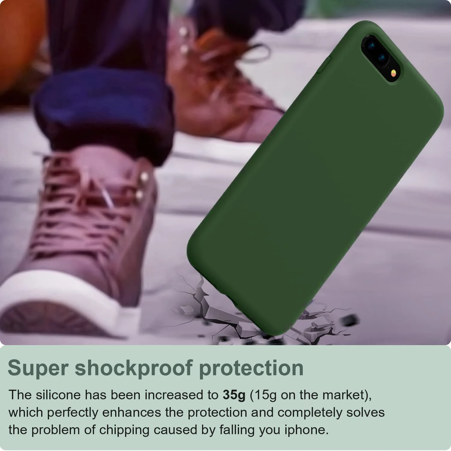 DL3 Mobilak Liquid Silicone Protective Case with Soft Microfiber Lining for iPhone 7 Plus / iPhone 8 Plus - Clover