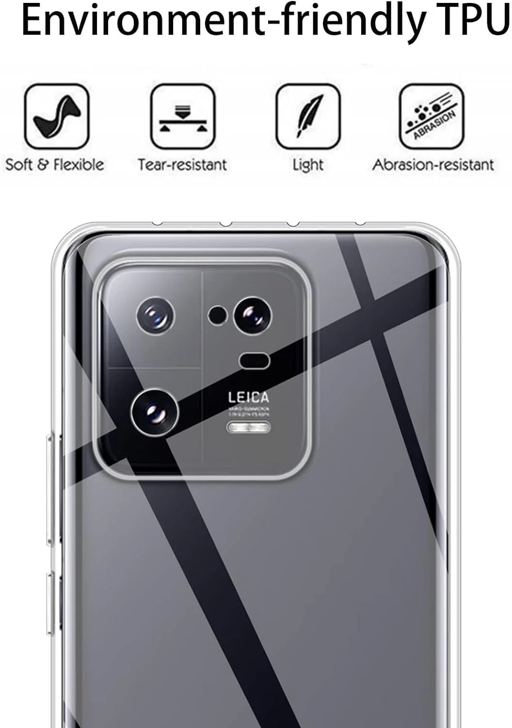 DL3 Mobilak Case Compatible with Xiaomi 13 Case Crystal Soft TPU Gel Case Flexible Silicone Anti-Scratch Camera Protection TPU Cover - Clear