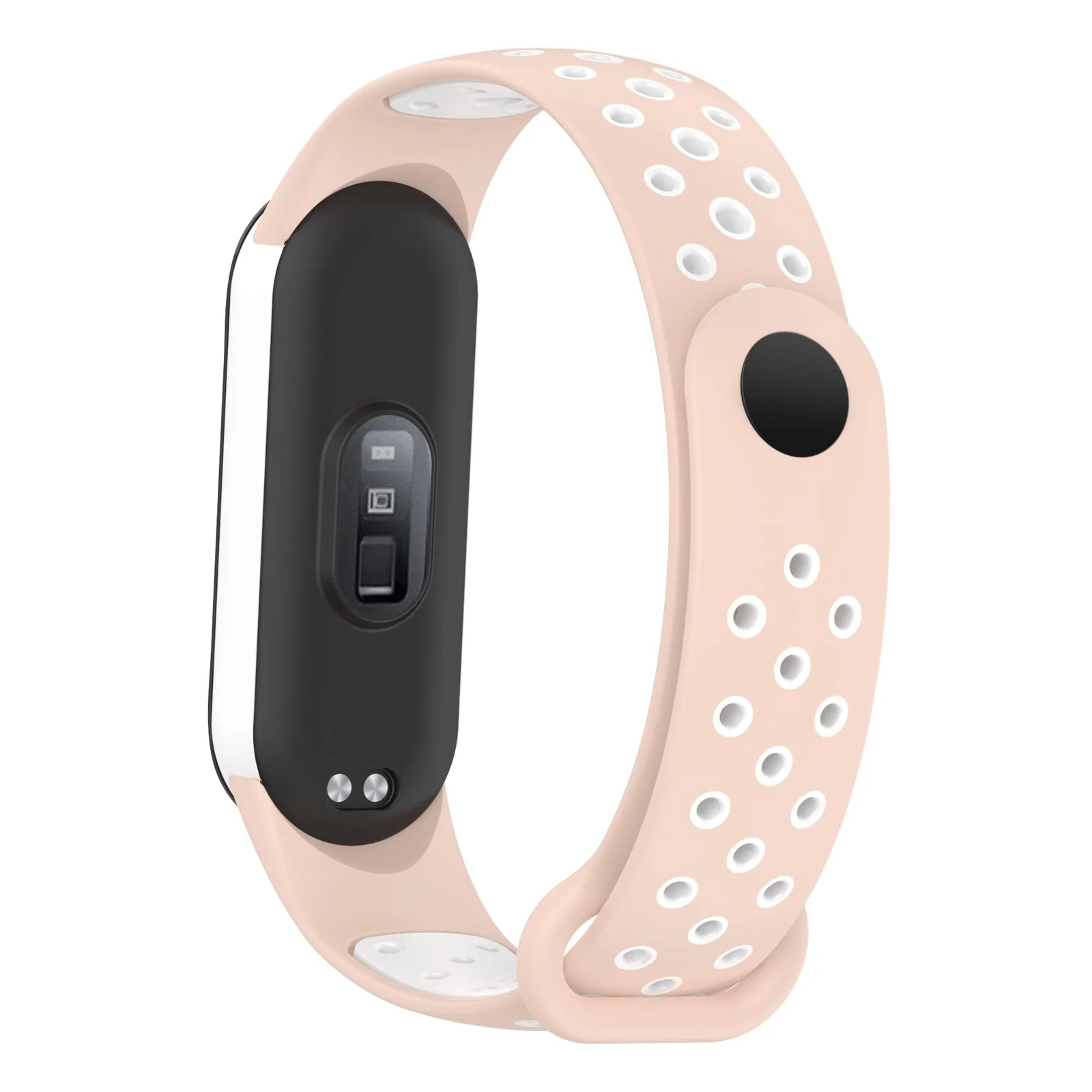 DL3 Mobilak Strap for Xiaomi Mi Band 7 6 5/Amazfit Band 5, Women Men Armband, Two Colours Breathable Adjustable Soft Silicone Replacement Strap for Xiaomi Mi Band 7/6/5/Amazfit Band 5 - Pink White