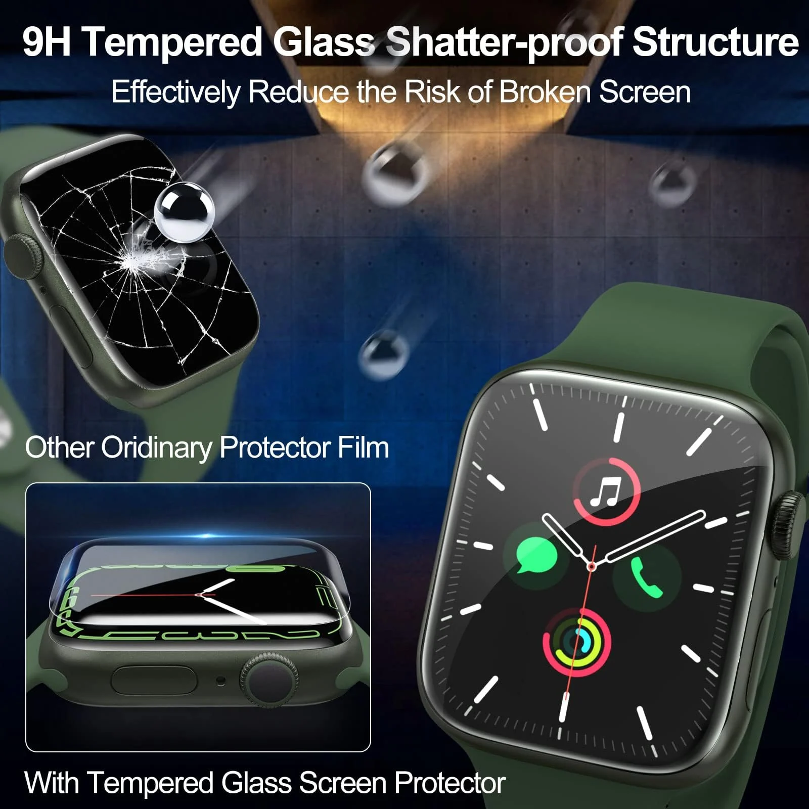 DL3 Mobilak for Apple Watch Series 9/8/7 Screen Protector 45mm, 9H Tempered Glass Bubble Free Waterproof Infinite HD Shield for Apple Watch 7/8/9 45mm (2022) - Clear