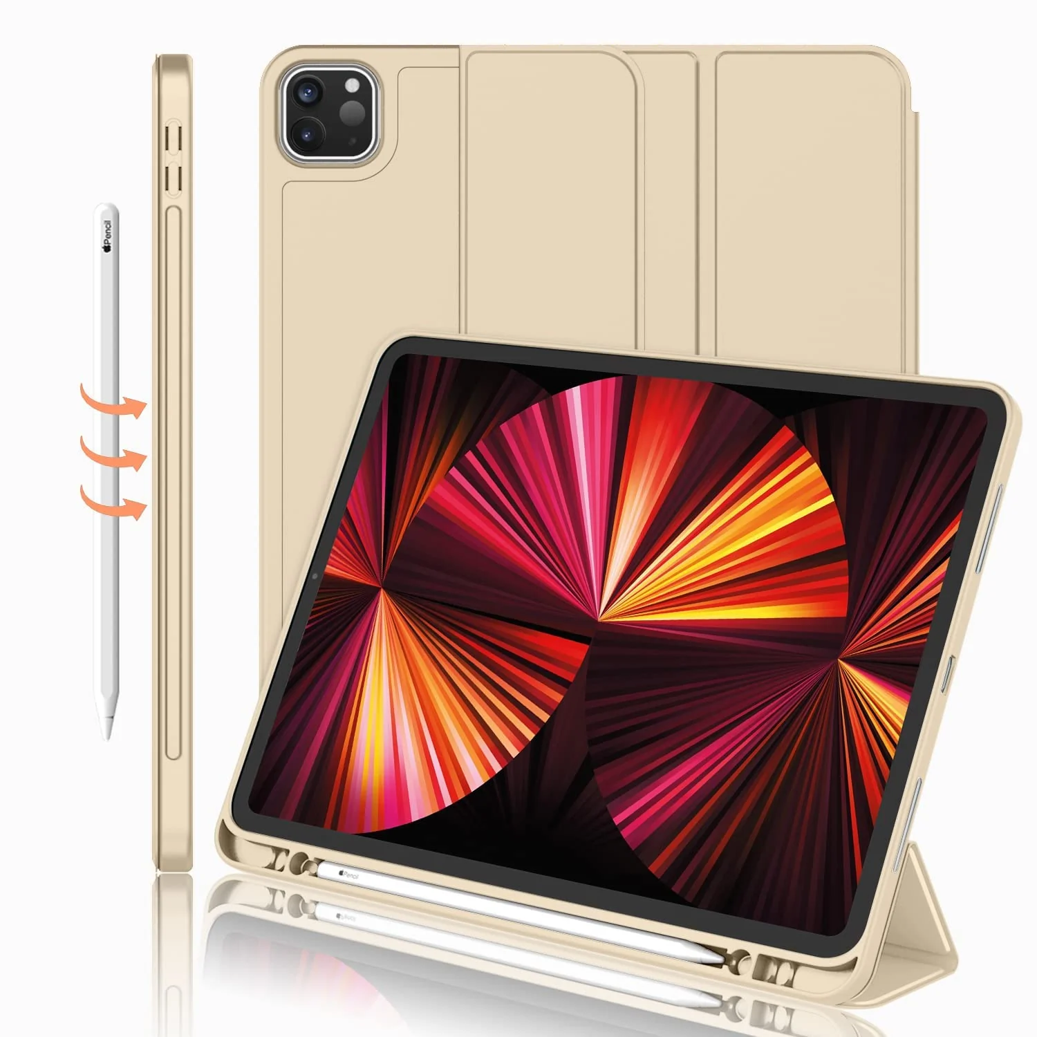 DL3 Mobilak iPad Pro 11 Inch Case 2022(4th Gen)/2021(3rd Gen)/2020(2nd Gen) with Pencil Holder, Smart iPad Case [Support Touch ID and Auto Wake/Sleep] with Auto 2nd Gen Pencil Charging - Gold