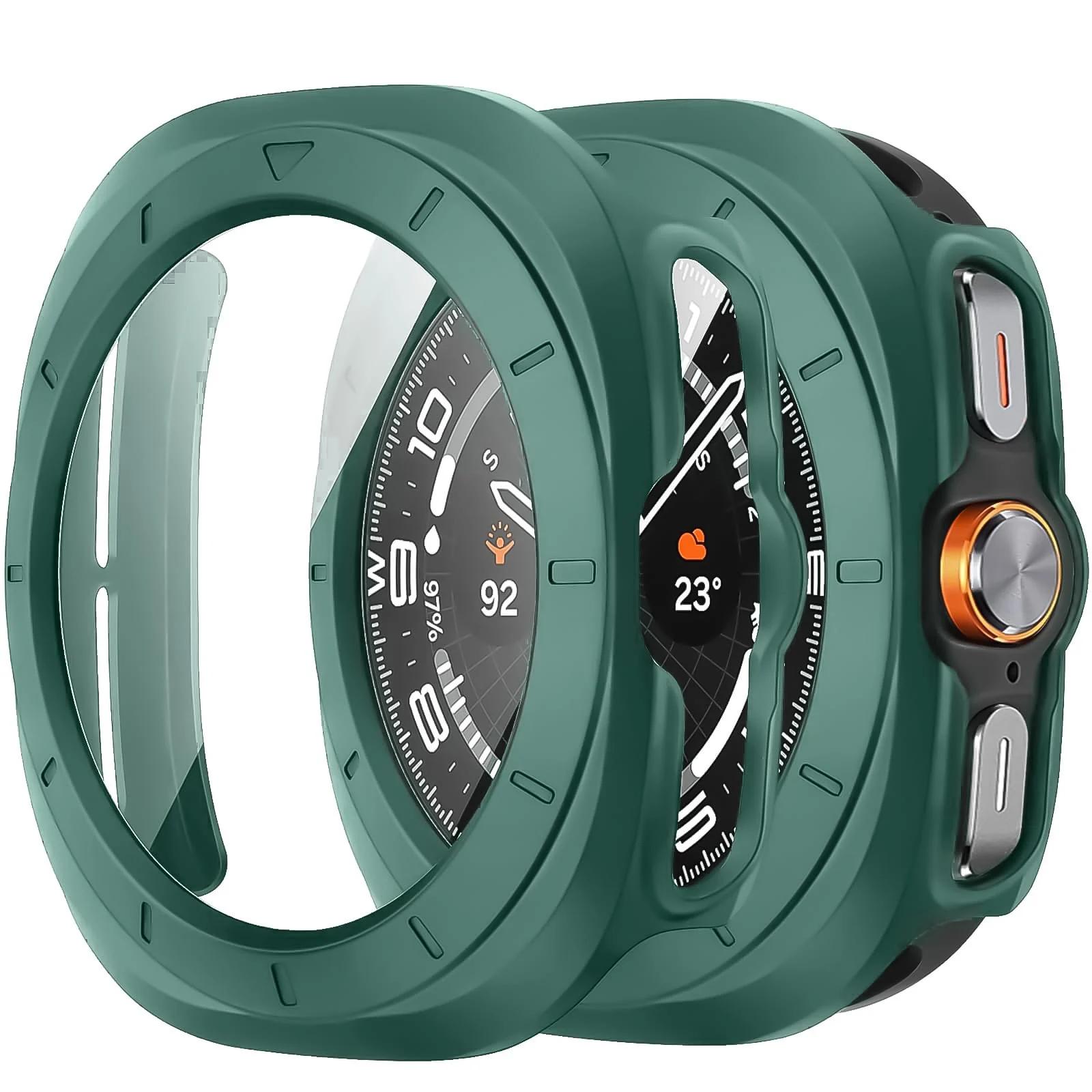 DL3 MOBILAK Full-Coverage Watch Case with Tempered Glass for Samsung Galaxy Watch Ultra 2025 / Galaxy Watch 7 Ultra 2024 47 mm, Green