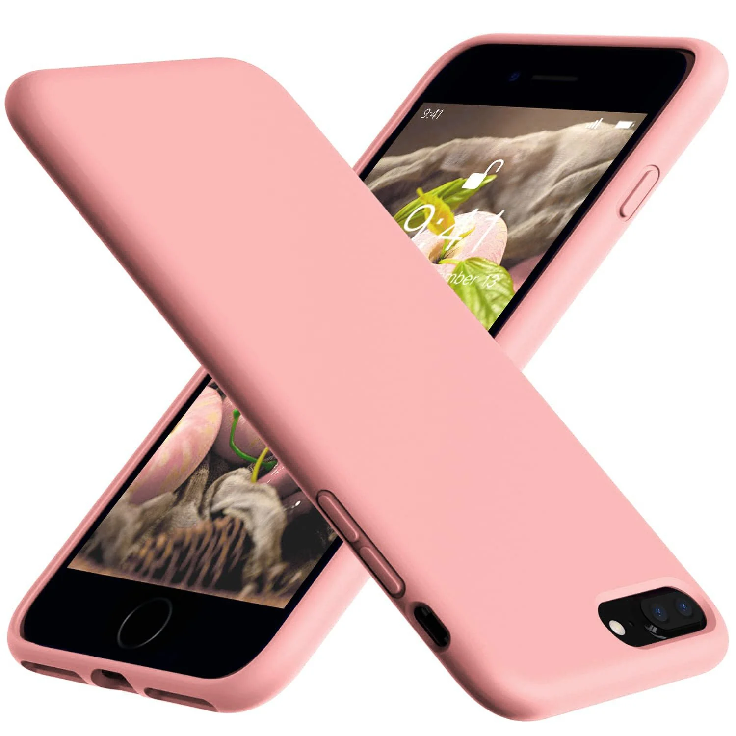 DL3 Mobilak Compatible with iPhone 7 Plus/iPhone 8 Plus Case, Liquid Silicone Case, Full Body Protective Cover, Shockproof, Slim Phone Case, Anti-Scratch Soft Microfiber Lining - Pink 2