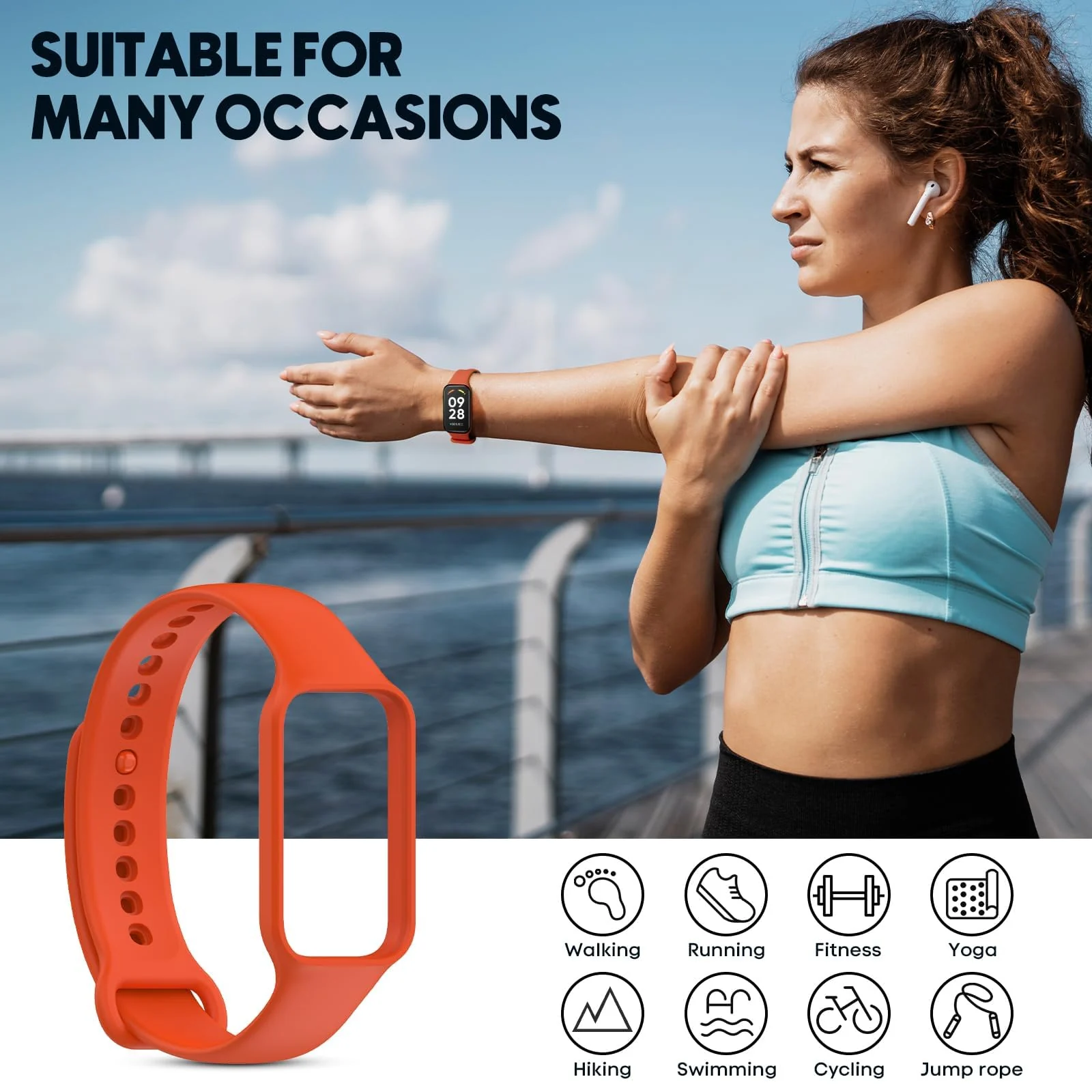 DL3 Mobilak Compatible with Xiaomi Smart Band 9 Active/Xiaomi Redmi Smart Band 3 Replacement Silicone Wrist Strap Bracelet Band Soft And Durable Watch Accessories - Orange
