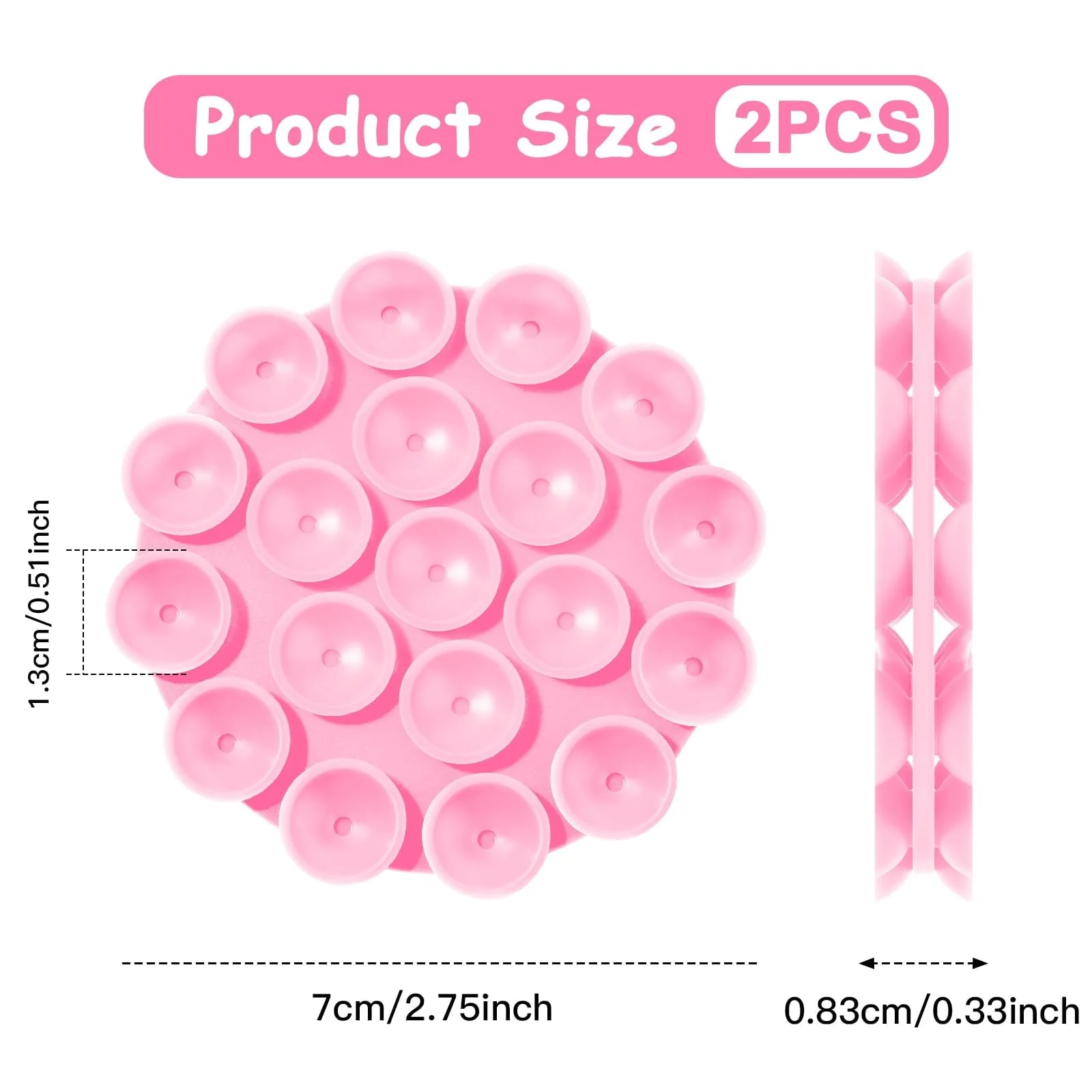 DL3 Mobilak Silicone Suction Cup Phone Mount for iPhone and Android, Double-sided suction design, Hands-free phone support, Strong suction grip - Light Pink