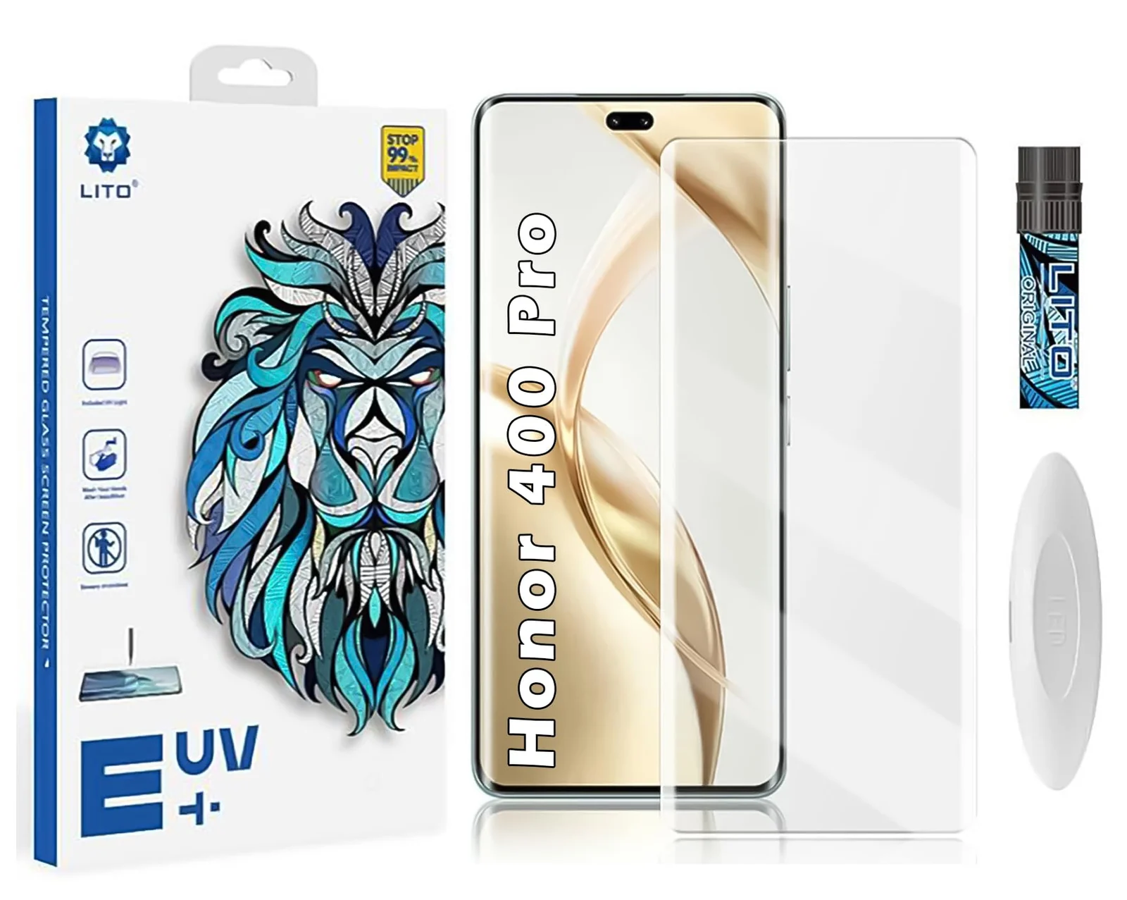 DL3 Mobilak Li-to Screen Protector Honor 400 Pro 5G [Liquid UV Tempered Glass] Full Screen adhesive [Sensitive Touch][Fingerprint Sensor Compatible] HD - Clear