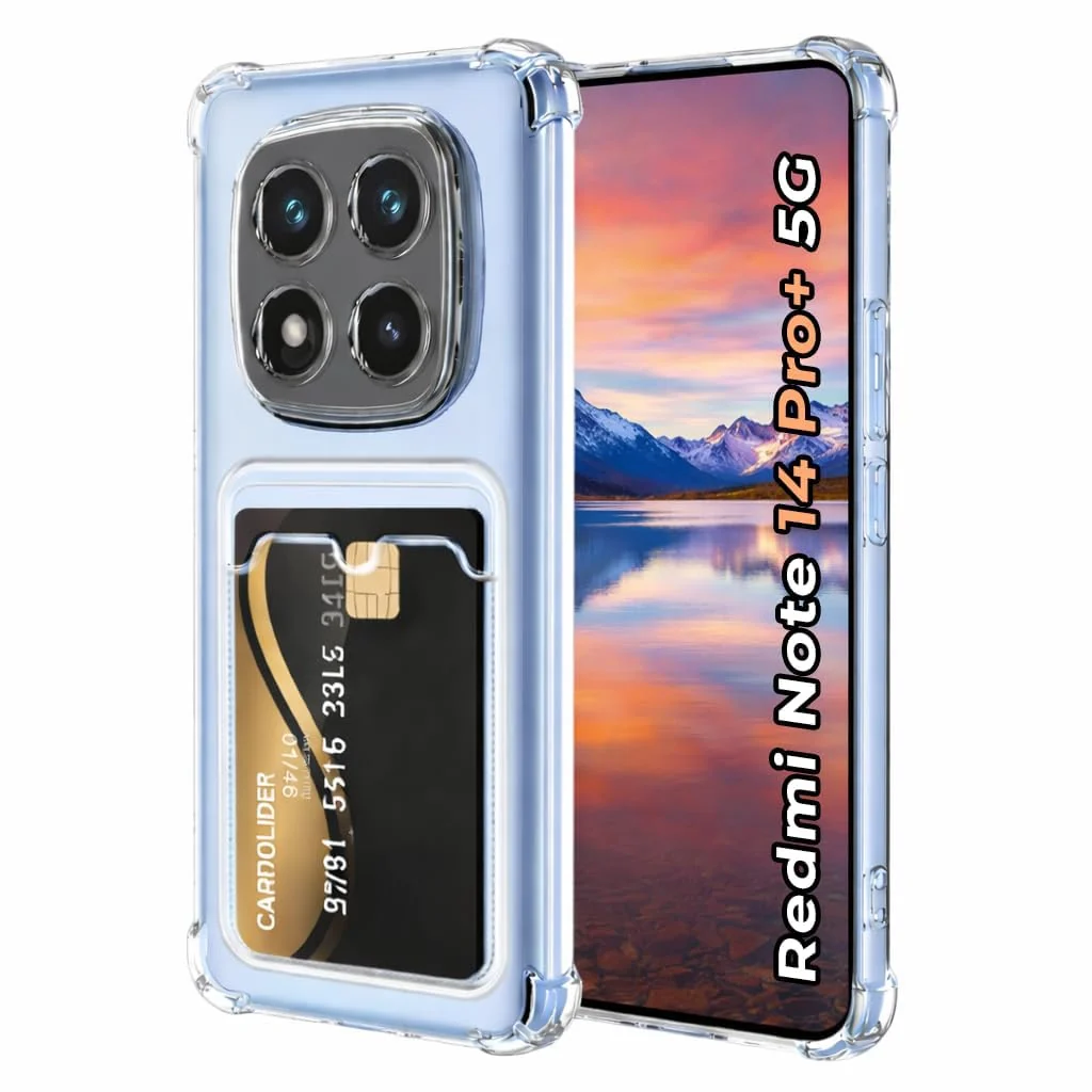DL3 Mobilak Clear TPU Card Holder Case for Xiaomi Redmi Note 14 Pro+ Plus 5G with Camera Protection and Shockproof Design - Clear