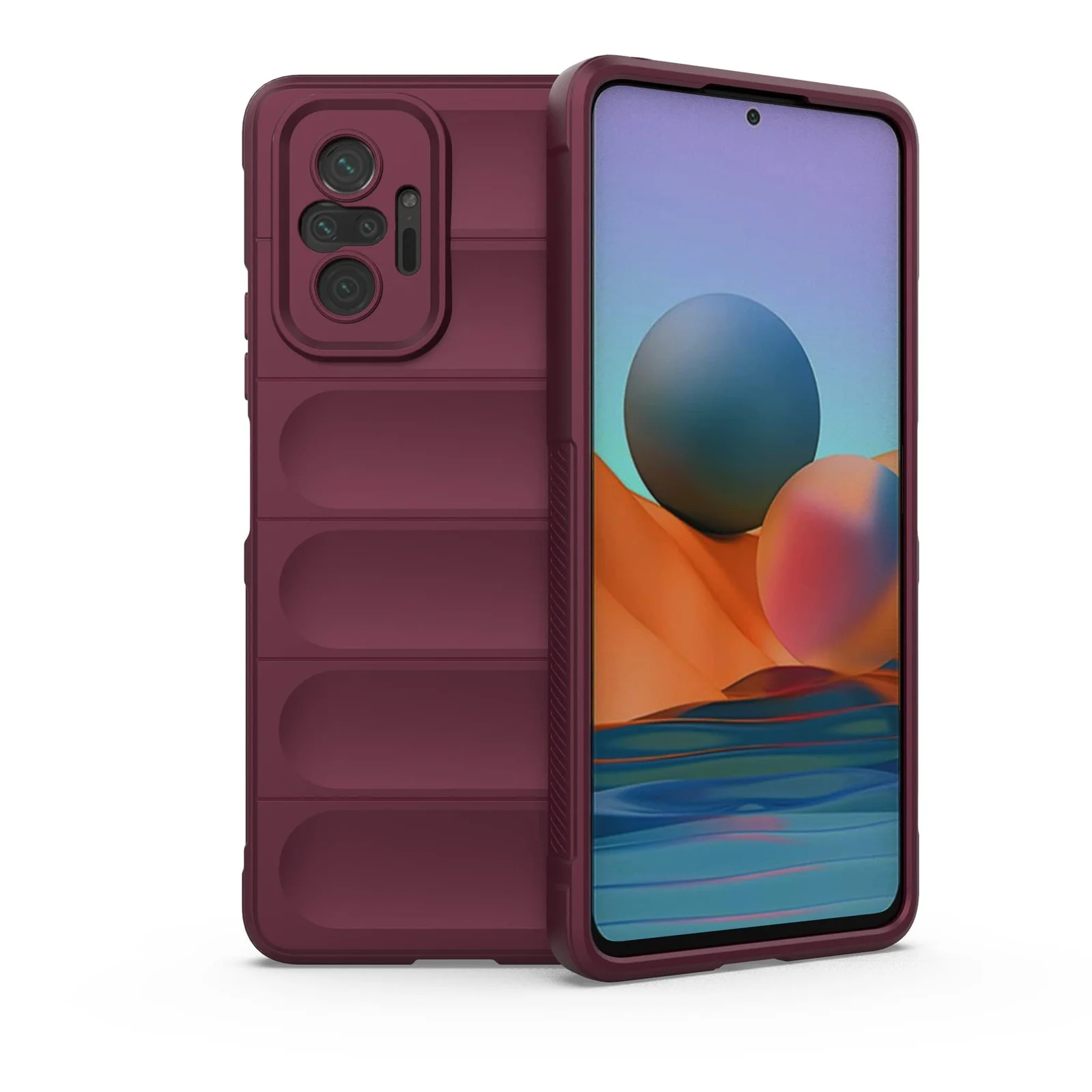 DL3 Mobilak Flexible Silicone and TPU Protective Case with Camera Protection for Xiaomi Redmi Note 10 Pro / Note 10 Pro Max - Wine Red