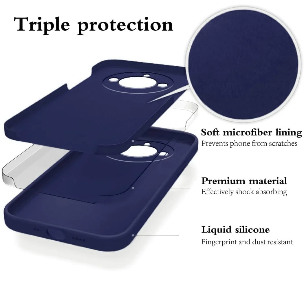 DL3 Mobilak Liquid Silicone Protective Case with Soft Microfiber Lining with Full Camera Protection for realme 11 Pro & realme 11 Pro+ Plus 5G - Blue 2