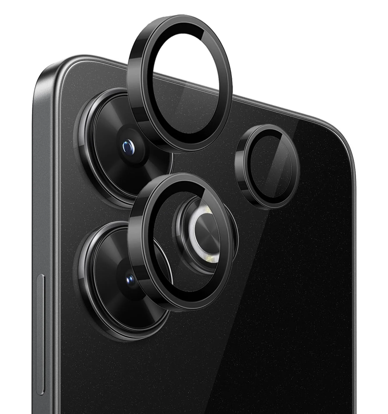 DL3 Mobilak Camera Lens Protector for Xiaomi Redmi 13 4G/5G / Poco M6 4G Accessories, 9H Tempered Glass Metal Individual Ring Camera Cover Screen Protector, Case Friendly, Anti Scratch - Black