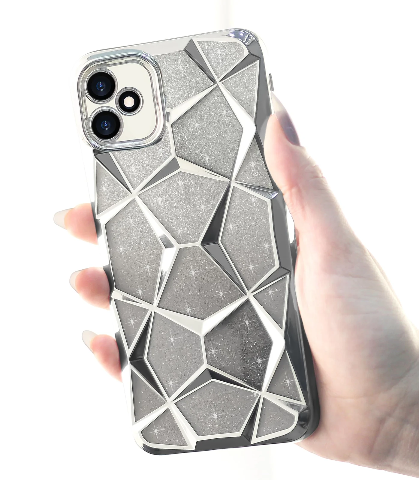 DL3 Mobilak Compatible with realme C53/realme C51/realme Note 50 Case Plating Bling Gradient Glitter Clear Cover Soft TPU Silicone Cute Camera Protection Shockproof Back for Women Girls Case - Silver