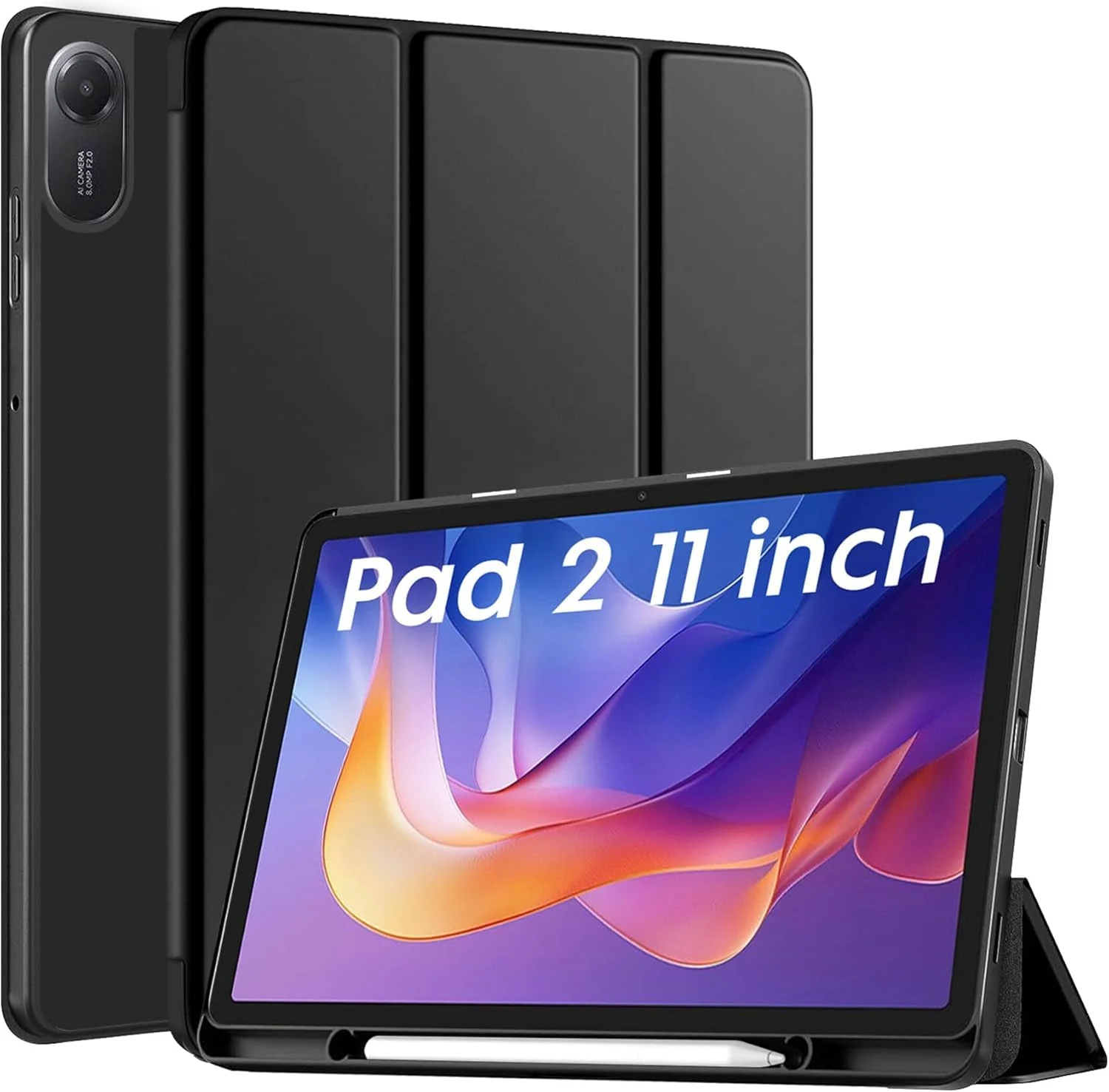 DL3 Mobilak Xiaomi Redmi Pad 2 2025 11 inch Case with Pen Holder, Soft TPU Back Trifold Stand Protective Smart Cover Flip, Auto Wake & Sleep