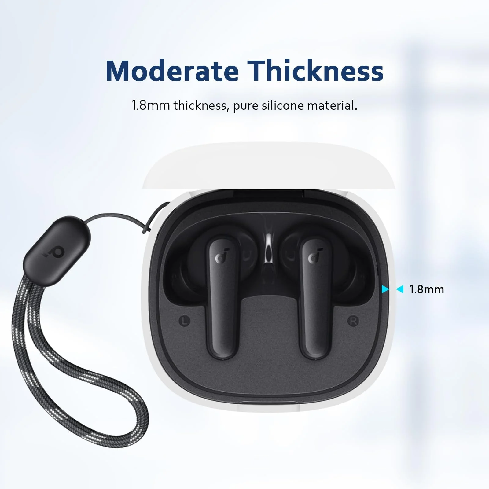 DL3 Mobilak Silicone Cover Case Compatible with Anker Soundcore R50i, Anker Soundcore P20i Portable Protective Case Cover With Keychain - White