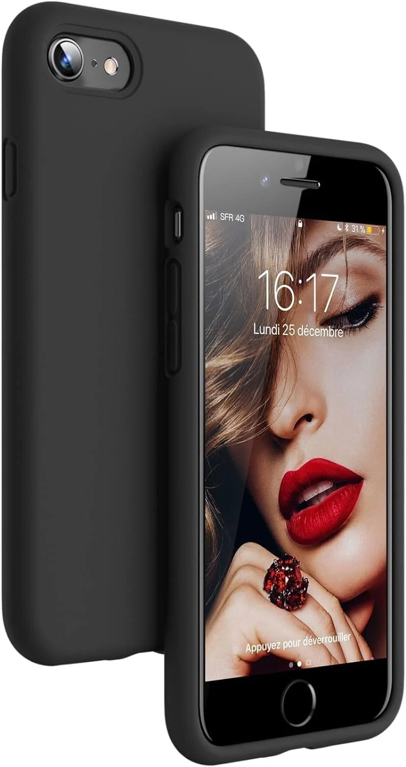 DL3 Mobilak Liquid Silicone Protective Case for iPhone 6 / 6S with Camera Protection and Microfiber Lining - Black