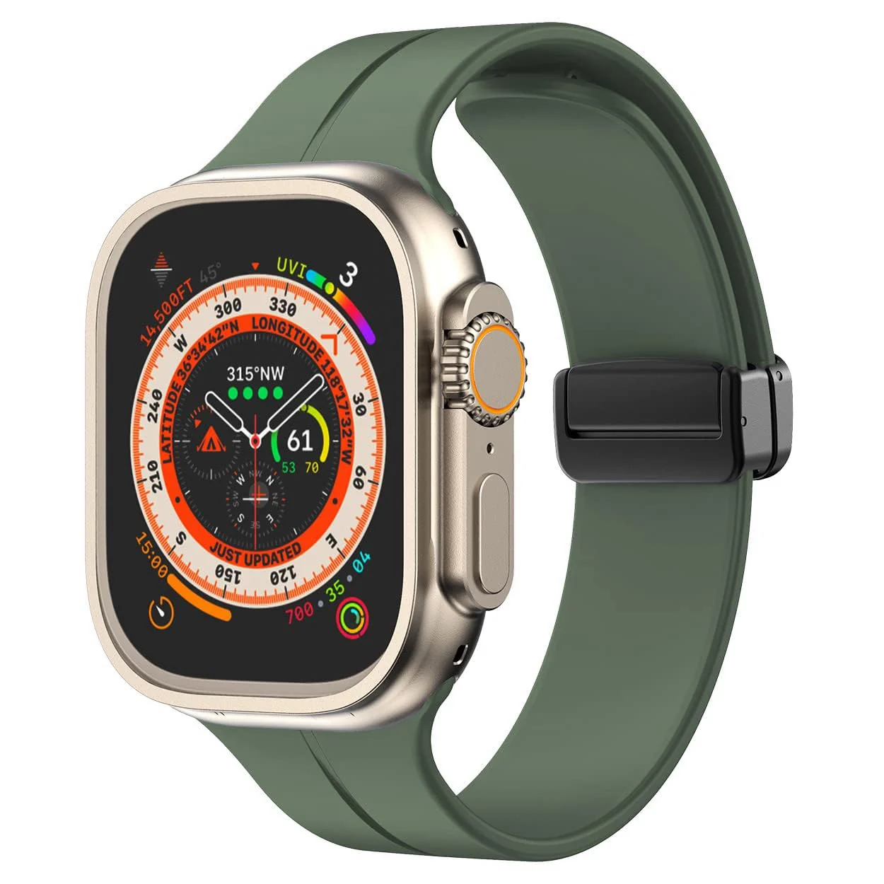 DL3 Mobilak Magnetic Strap for Apple Watch Band 49mm 45mm 44mm 41mm 40mm 38mm 42mm, Sport Silicone Replacement Wristband Strap for iwatch Series 9 8/7/6/5/4/3/2/SE (Olive, 42mm/44mm/45mm/49mm) - Olive Green