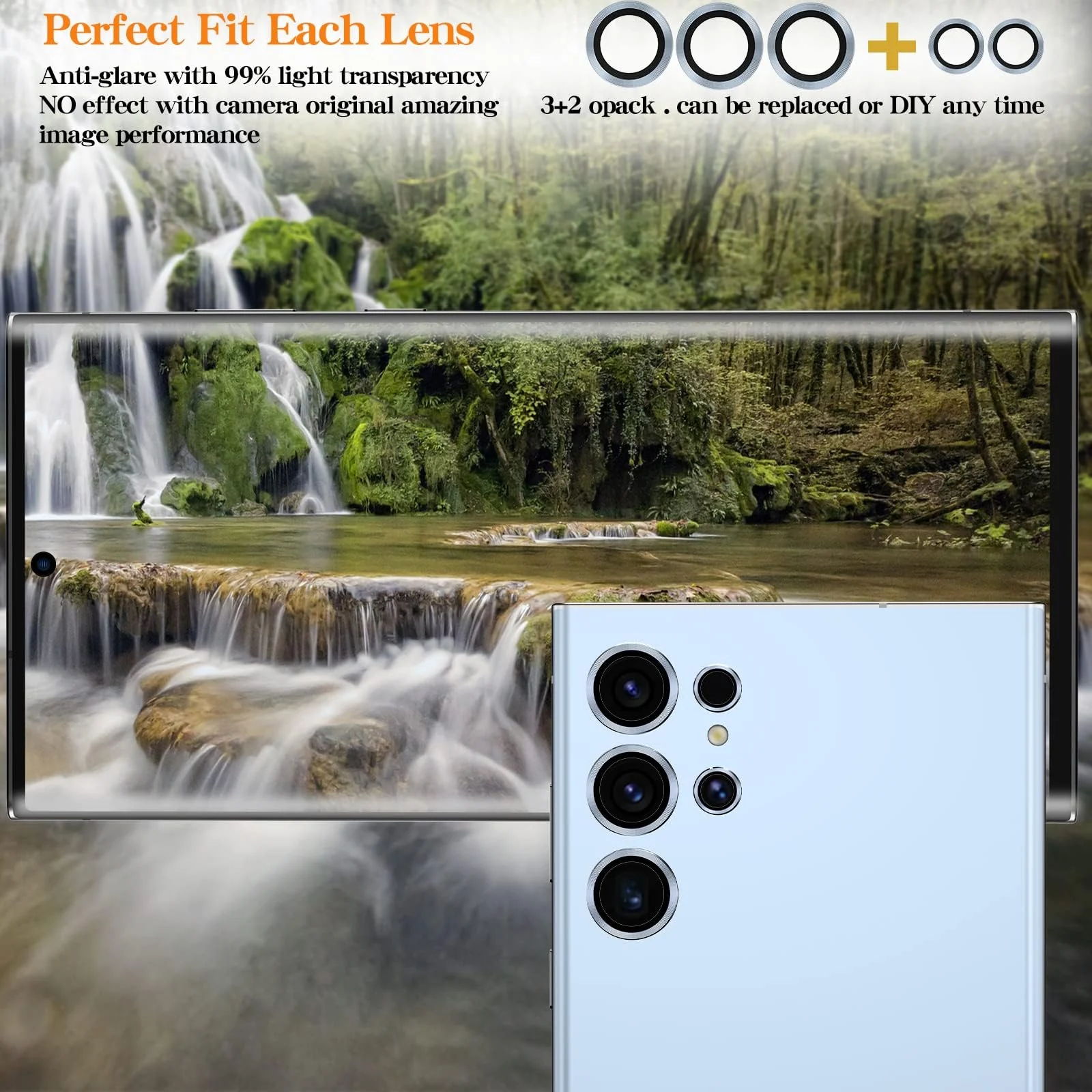 DL3 Mobilak Camera Lens Protector for Samsung Galaxy S23 Ultra, Camera protection, Shock-absorbing protection, Scratch-resistant surface - Blue
