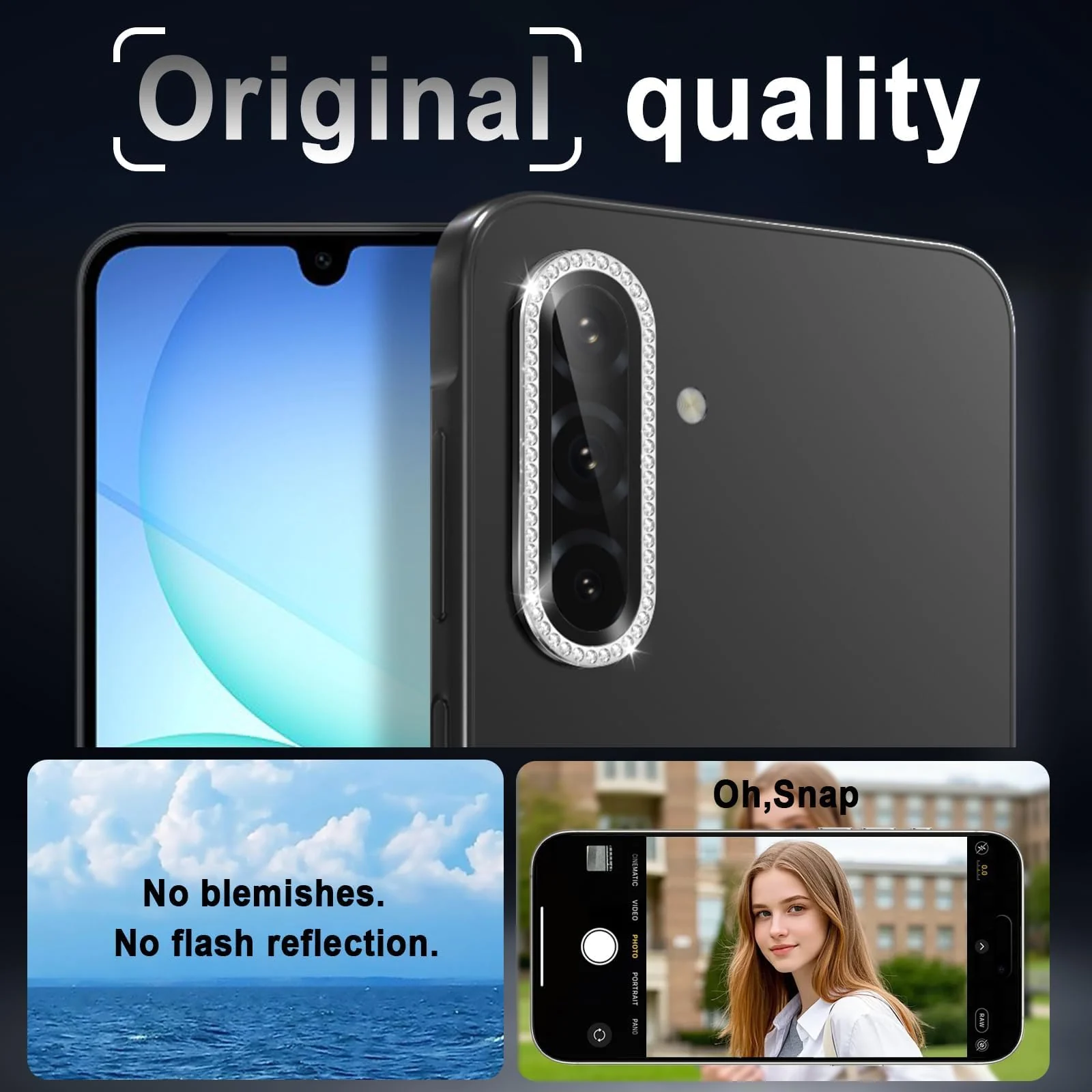 DL3 Mobilak Camera Lens Protector for Samsung Galaxy A07 4G Accessories, 9H Tempered Glass Metal Individual Ring Camera Cover Screen Protector, Case Friendly, Anti Scratch - Diamond Silver