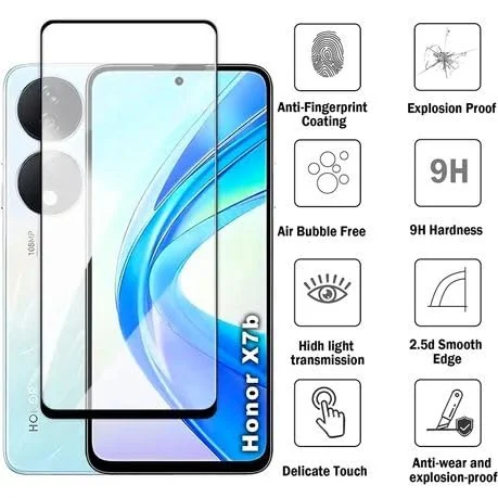 DL3 Mobilak 5D Full Glass Screen Protector For Honor X7B 5D. Black Frame - Clear