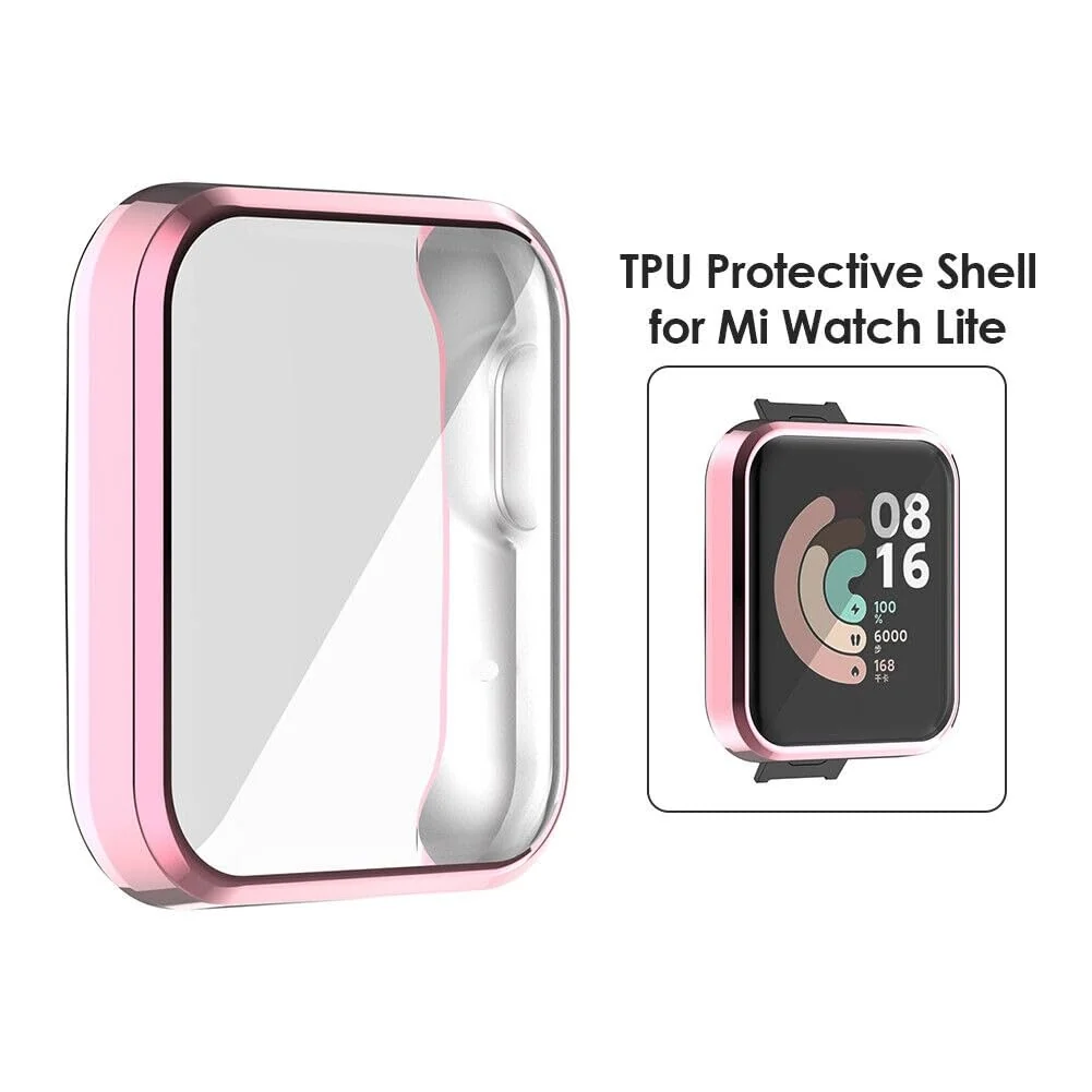 DL3 Mobilak Case Compatible with Xiaomi Mi Watch Lite Case All-Around Screen Protector Watch Soft TPU Shockproof Cover Slim Guard Thin Bumper Shell Protector - Pink