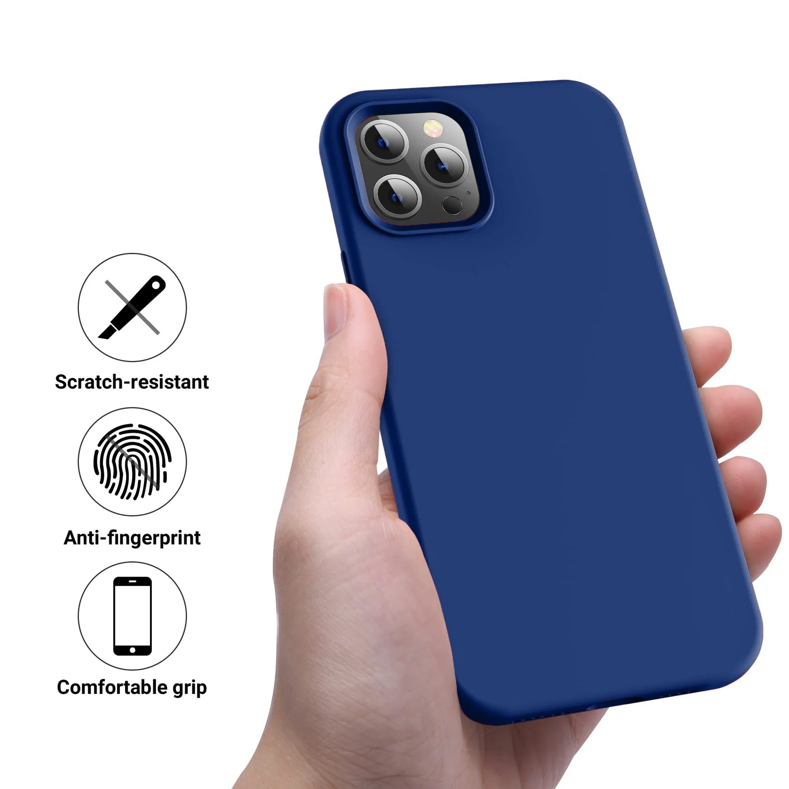 DL3 Mobilak Liquid Silicone Protective Case with Soft Microfiber Lining for iPhone 14 Pro Max (6.7 Inch) - Royal Blue