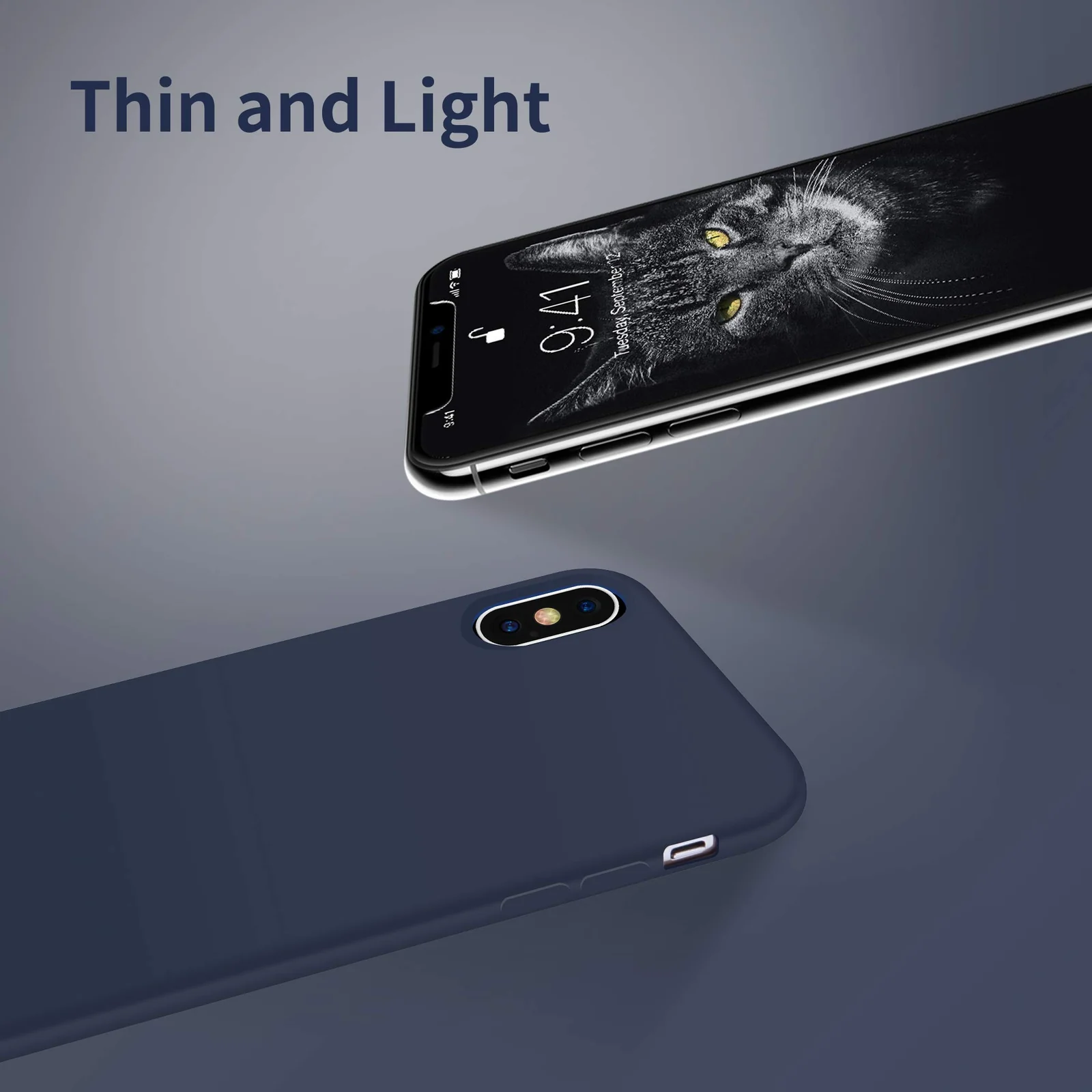 DL3 Mobilak Liquid Silicone Protective Case with Soft Microfiber Lining for iPhone XS Max - Midnight Blue