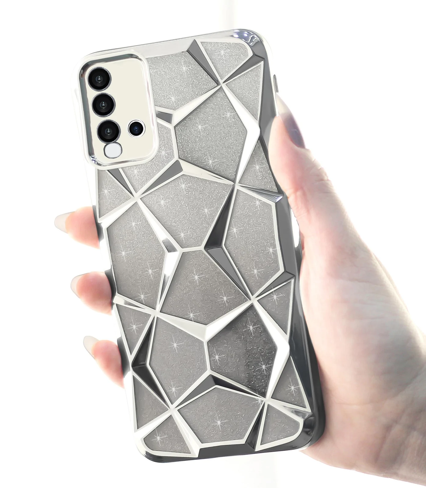 DL3 Mobilak Compatible with Xiaomi Redmi 9T Case Plating Bling Gradient Glitter Clear Cover Soft TPU Silicone Cute Camera Protection Shockproof Back for Women Girls Case - Silver