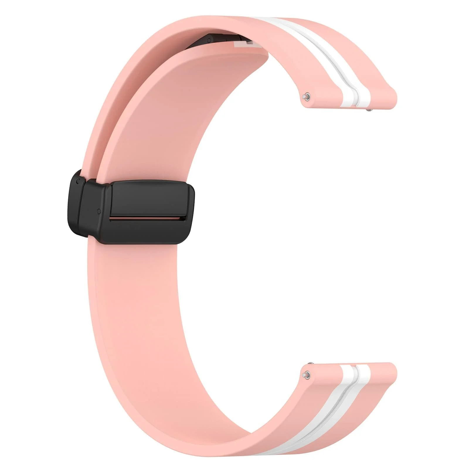 DL3 Mobilak Strap Silicone Magnetic Buckle 20MM For Samsung Gear Sport/Watch 6/5/4/5 Pro 45mm/S2 classic/active 2 40mm 44mm/Amazfit GTS 2/2e/GTS 3/3 Pro/GTS 4/GTS 2 Mini/3 Mini/4 Mini/Bip 3/Bip 3 Pro - Pink White