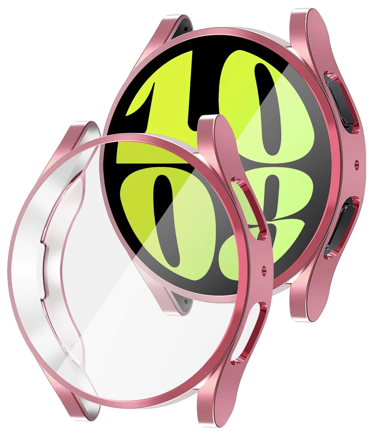 DL3 Mobilak Screen Protector Case for Samsung Galaxy Watch 6 44mm, Flexible TPU Cover Shockproof Protective Case Plated Bumper Shell Galaxy Watch 6 44mm - Pink