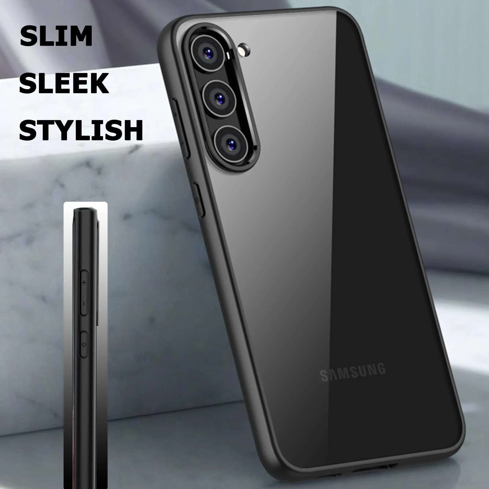 DL3 Mobilak Compatible Clear Samsung Galaxy S23+ Plus Case, Shockproof Hard PC + Soft Silicone [Not Yellowing] Transparent Protective Slim Case for Samsung S23 Plus 5G Case Clear Men Women - Black