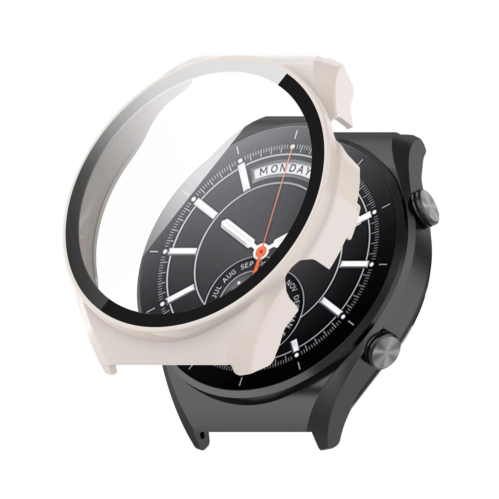 DL3 Mobilak Case with Screen Protector for Xiaomi Watch S1, Bumper Full Coverage Hard PC Overall Protective Cover, Built-in Tempered Glass Film High Sensitivity For Xiaomi Watch S1