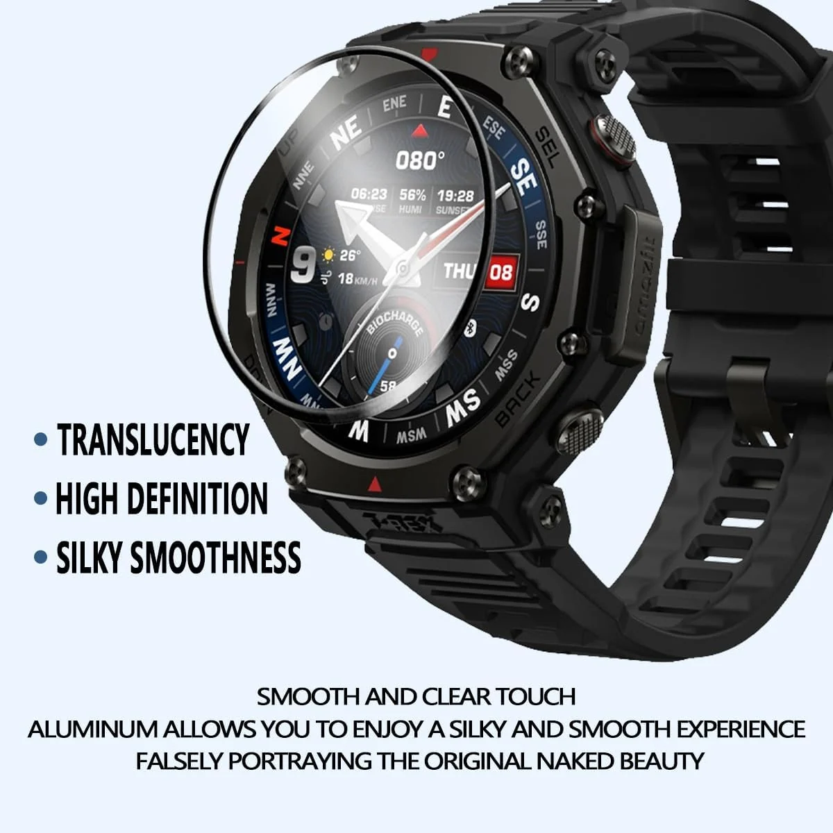DL3 Mobilak Screen Protector For Amazfit T-Rex 3, 3D Curved Soft Edge Protective Film [Anti-Scratch] [Bubble Free] [Ultra Shatterproof] [High Sensitive] (Not Glass) - Black