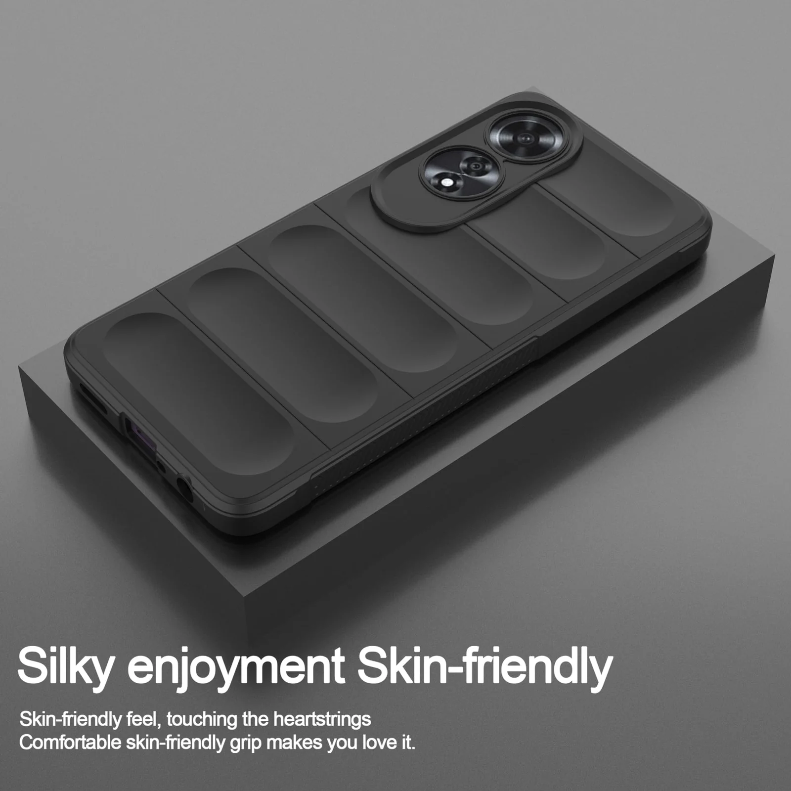 DL3 Mobilak Soft Silicone Protective Case for OPPO A60 4G with Camera Protection and Shockproof Design - Black